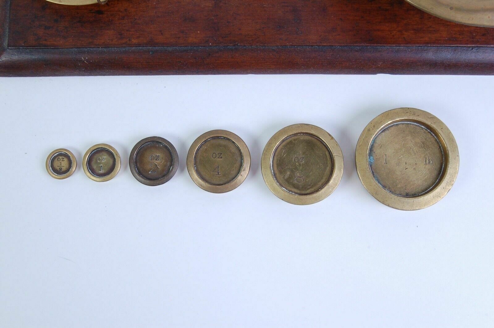 Antique Brass And Wooden Double Pan Scale W&T Avery Makers Birmingham From The 1930s photo for sale