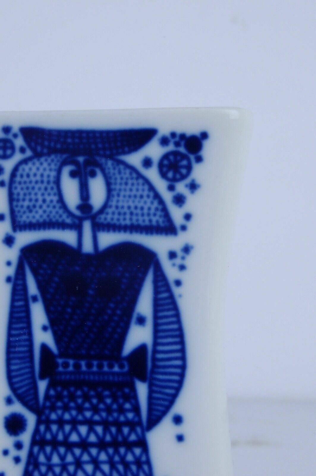 Nordic Design Ceramic Vase Porsgrund Figural Norway Pp 71 White Blue photo vinterior