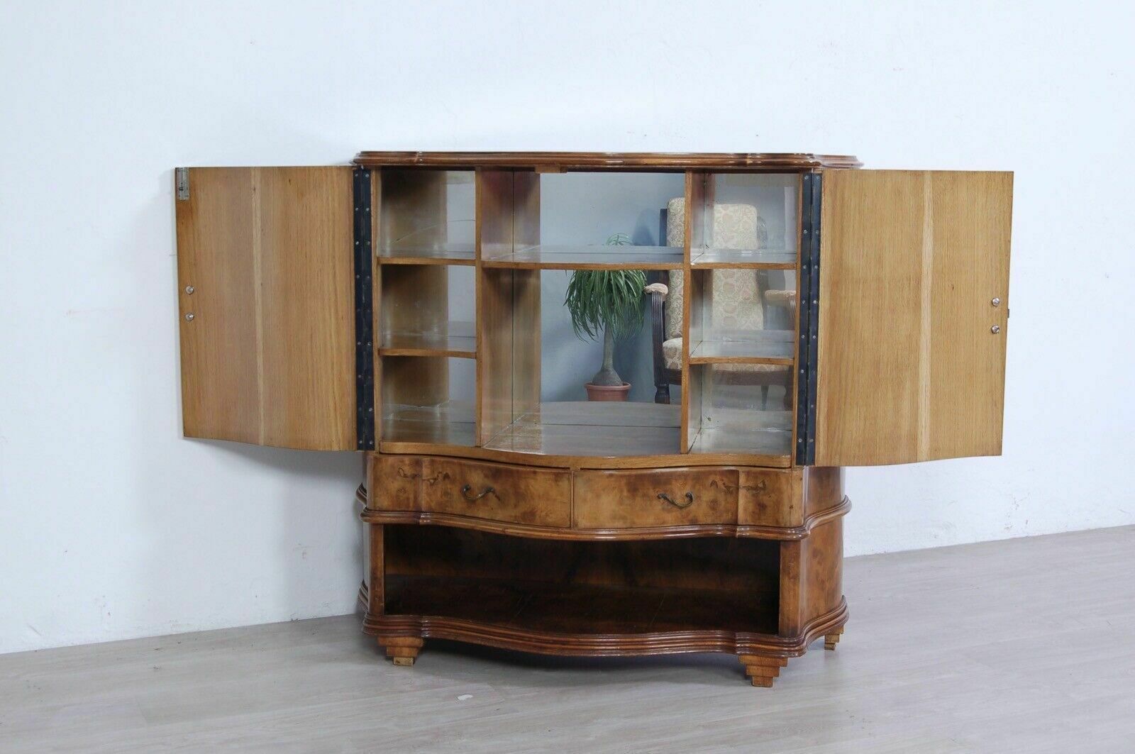 Vintage Furniture Design From The 50s. Bar Cabinet In Briar With Mirror Fronte Mosso photo furniture