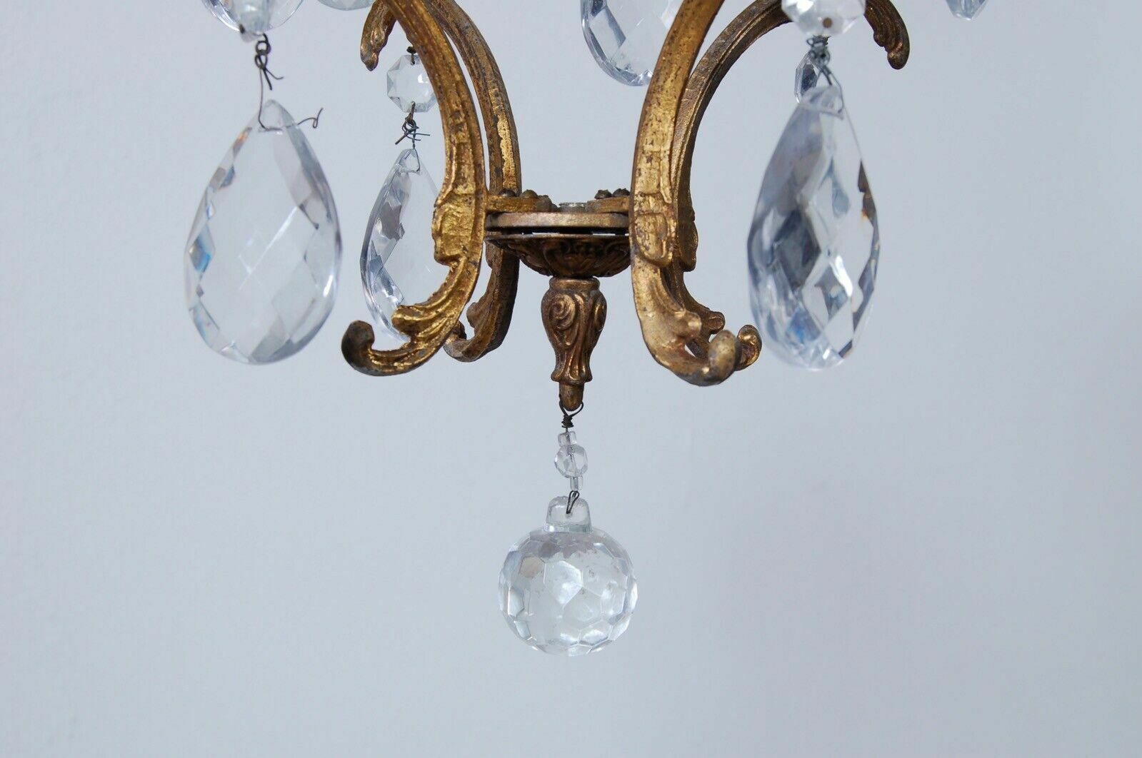 Old Chandelier Pendant Drops Vintage 1930s Design Home Furnishing. photo vintage