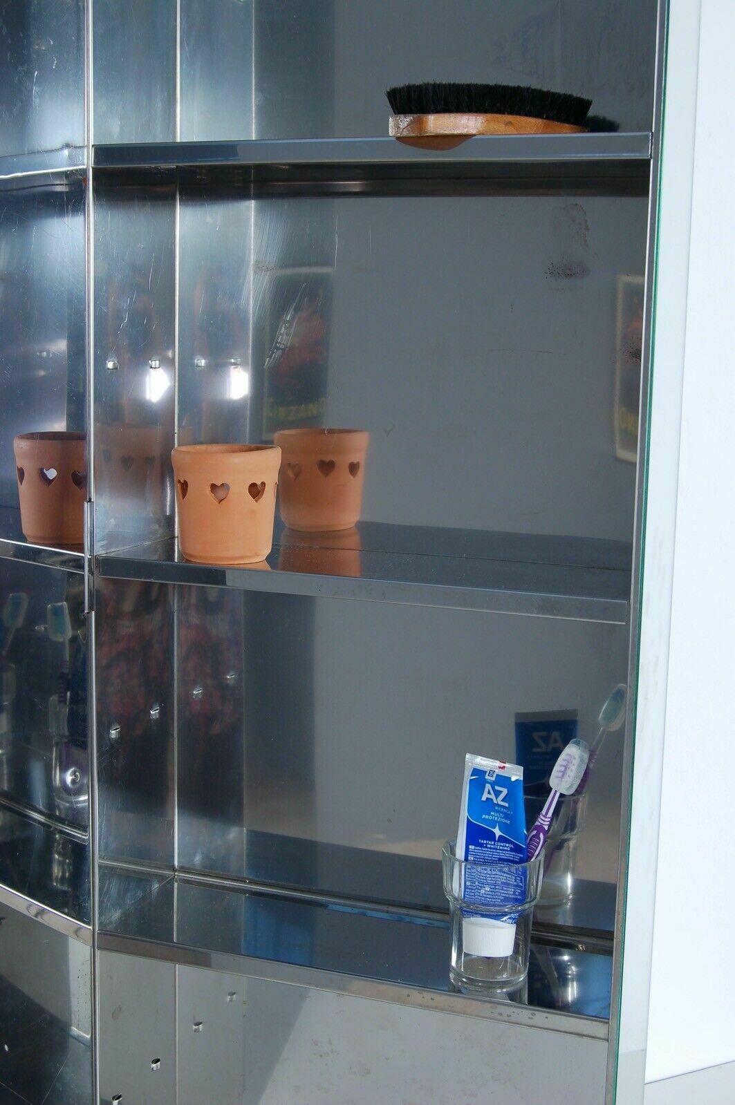 Mirror And Wall Unit Bathroom Set From The 80s Smoked Glass Integrated Appliques And Shelves photo 126.0