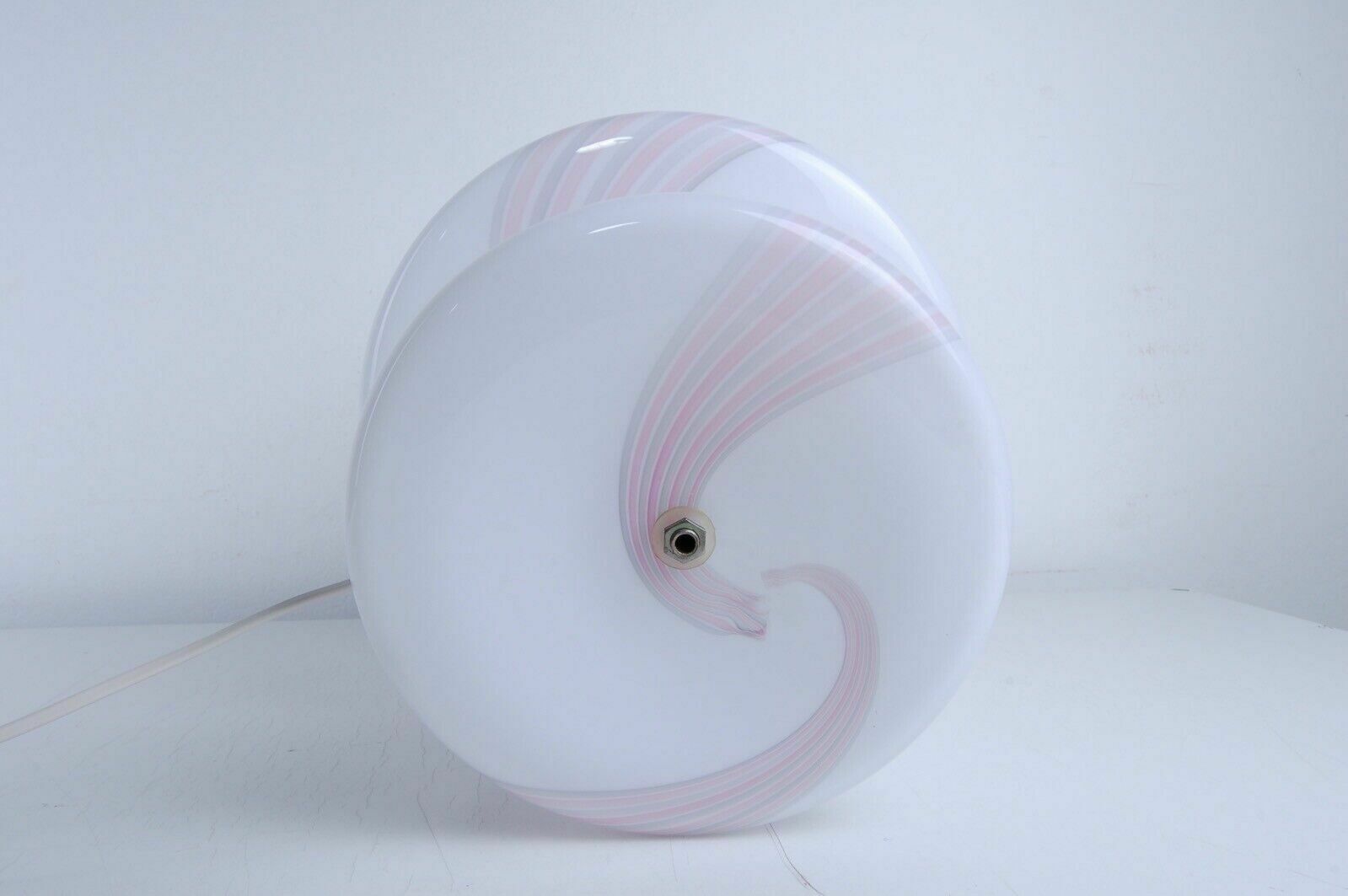 358.0 Maestri Muranesi Table Lamp, Design From The 70s And 80s, With A Mushroom In White And Pink Murano Glass photo