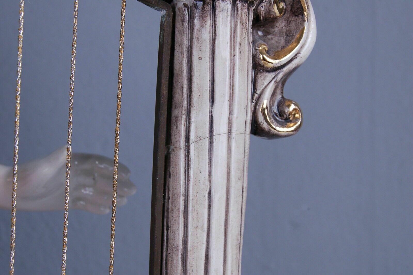 Porcelain Large Statue Pottery Made In Italy Musicians Violin Harp photo vintage