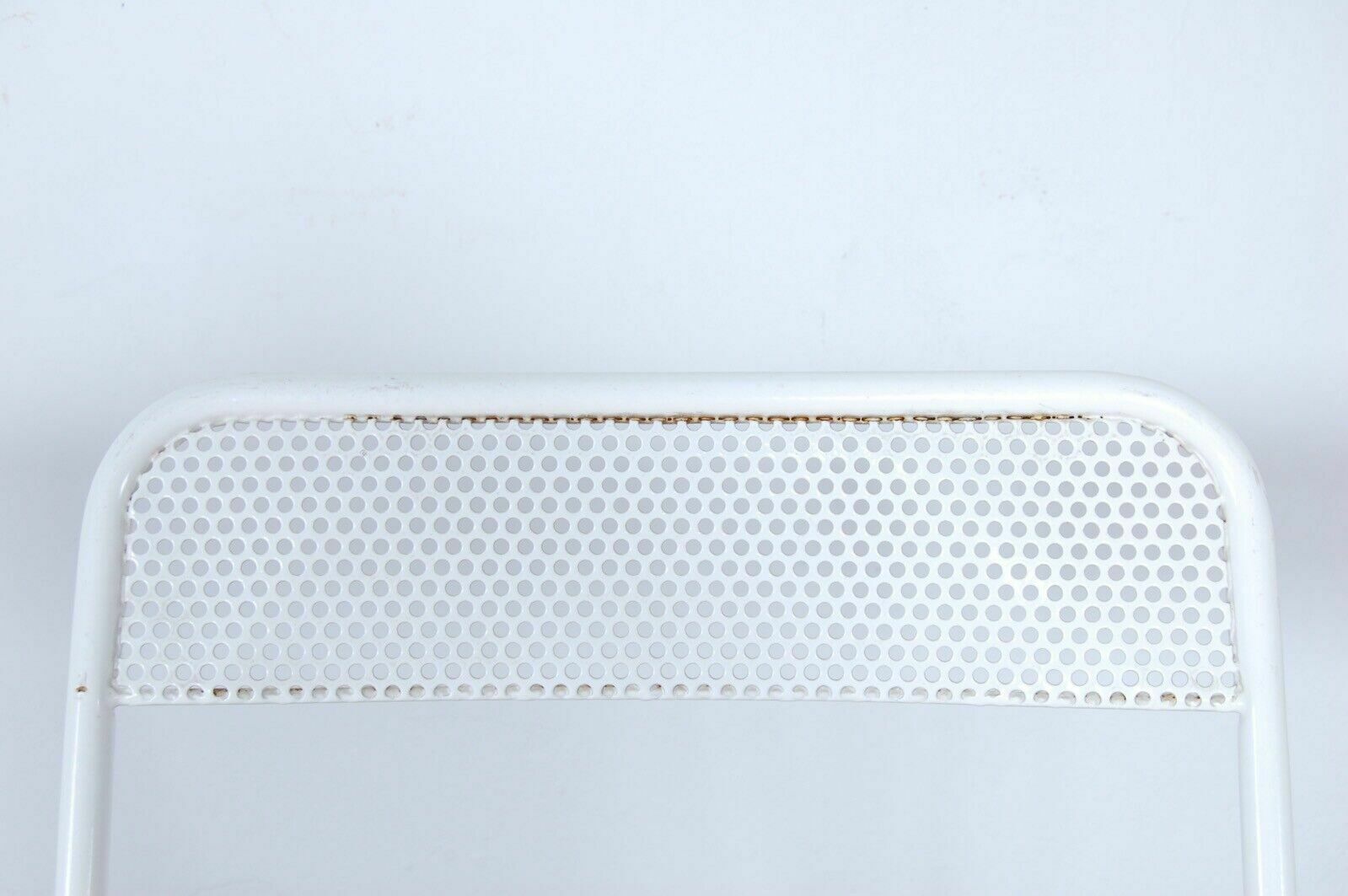 3 Vintage Folding Chairs In Perforated White Enamelled Iron Bar From The 60s And 70s photo Furniture