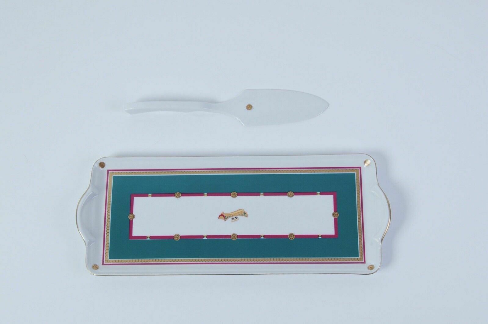 Porcelain Ancap Piccadilly Dessert Service Horse Racing Horses Gold Plate Tray photo for sale