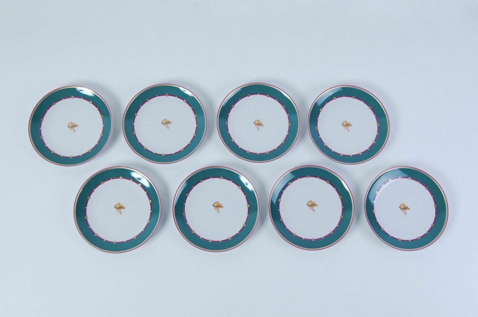Porcelain Ancap Piccadilly Dessert Service Horse Racing Horses Gold Plate Tray photo vinterior