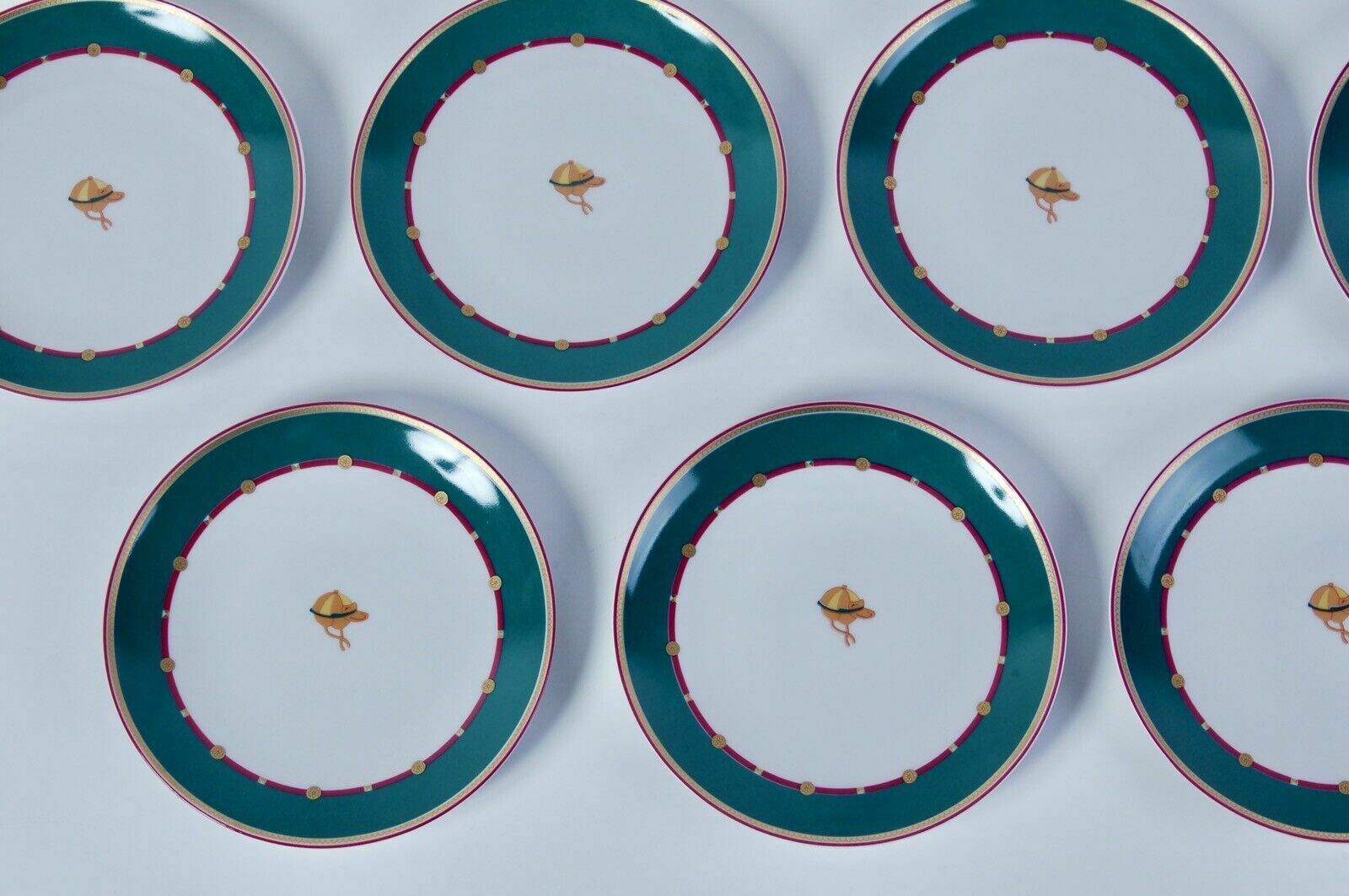 Porcelain Ancap Piccadilly Dessert Service Horse Racing Horses Gold Plate Tray photo buy