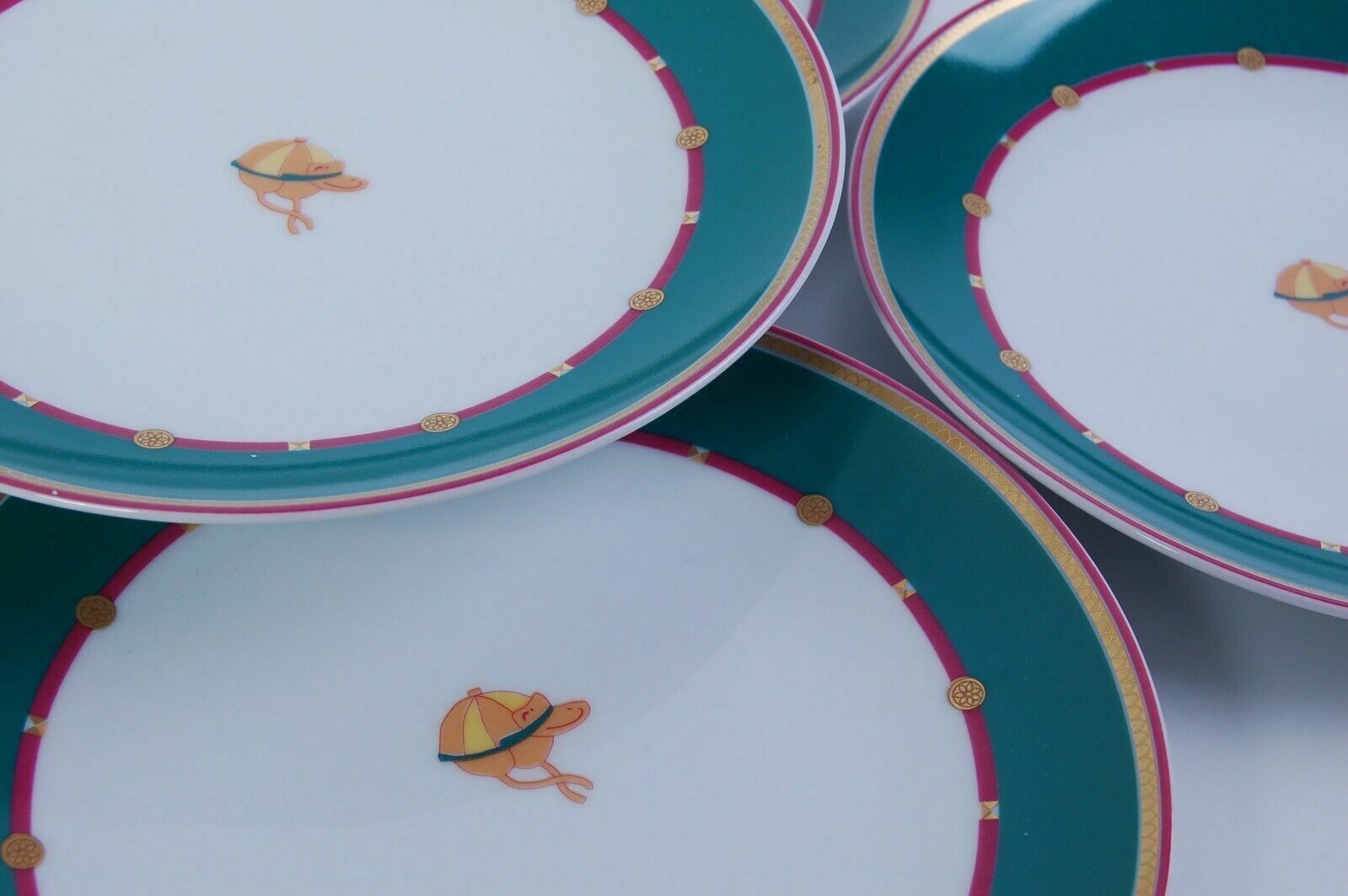 photo furniture Porcelain Ancap Piccadilly Dessert Service Horse Racing Horses Gold Plate Tray