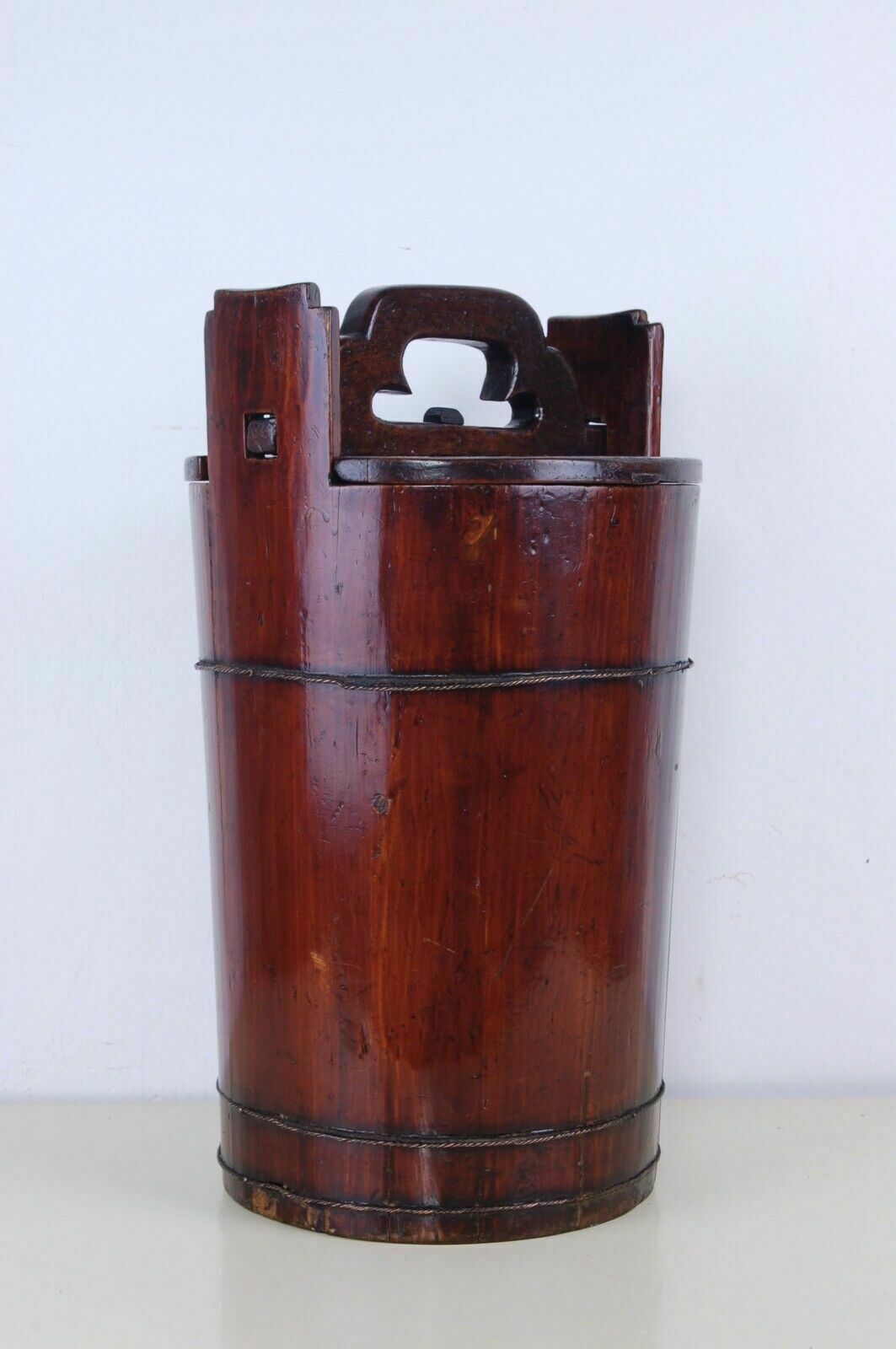 Antique Bucket With Lid Old Wooden Sugar Bin Firkin photo buy