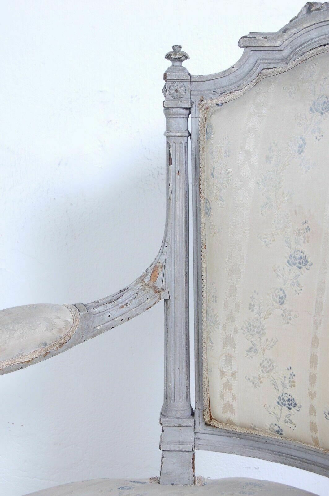 Antique Louis XVI Style Armchair From The End Of The 19th Century In Wood Antique Old Seat photo vintage