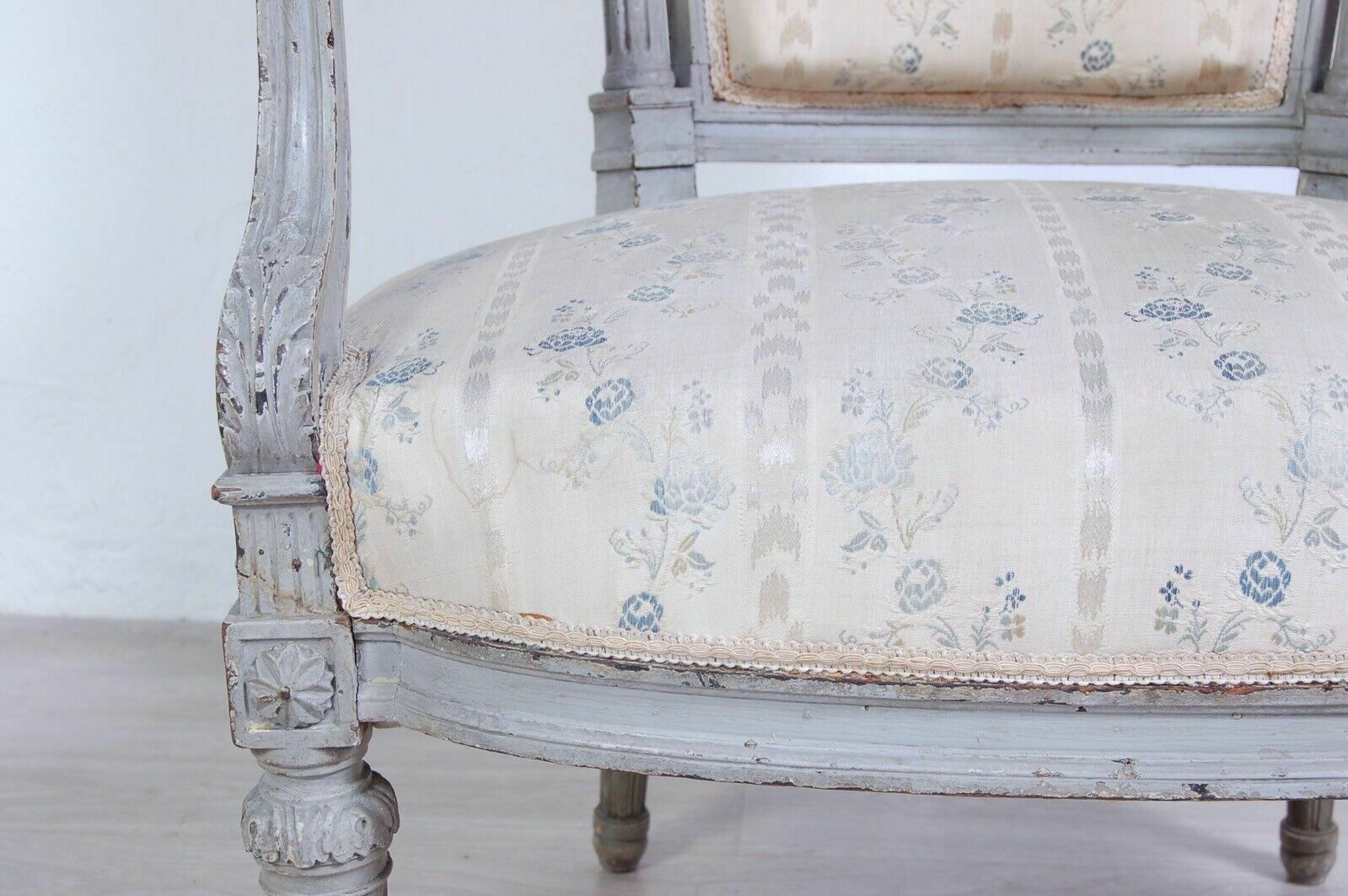 Furniture Antique Louis XVI Style Armchair From The End Of The 19th Century In Wood Antique Old Seat photo
