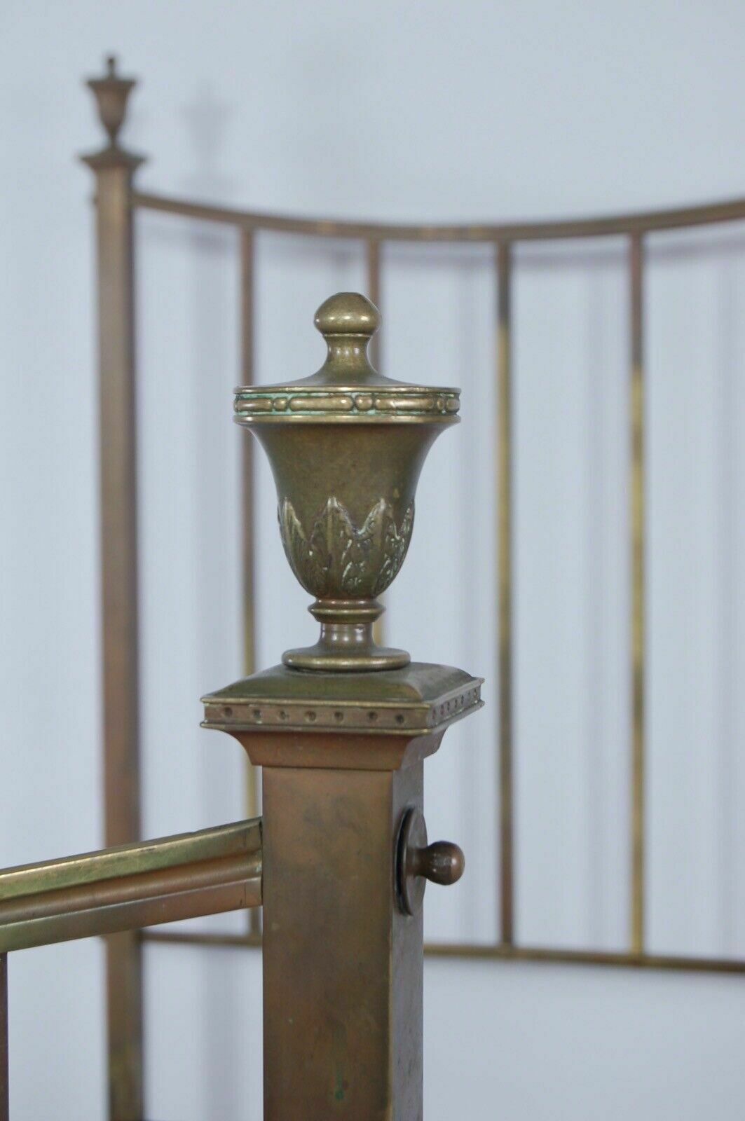 Antique Single Bed Structure In Brass From The Late 1800s And Early 1900s. Old Headboard photo vinterior