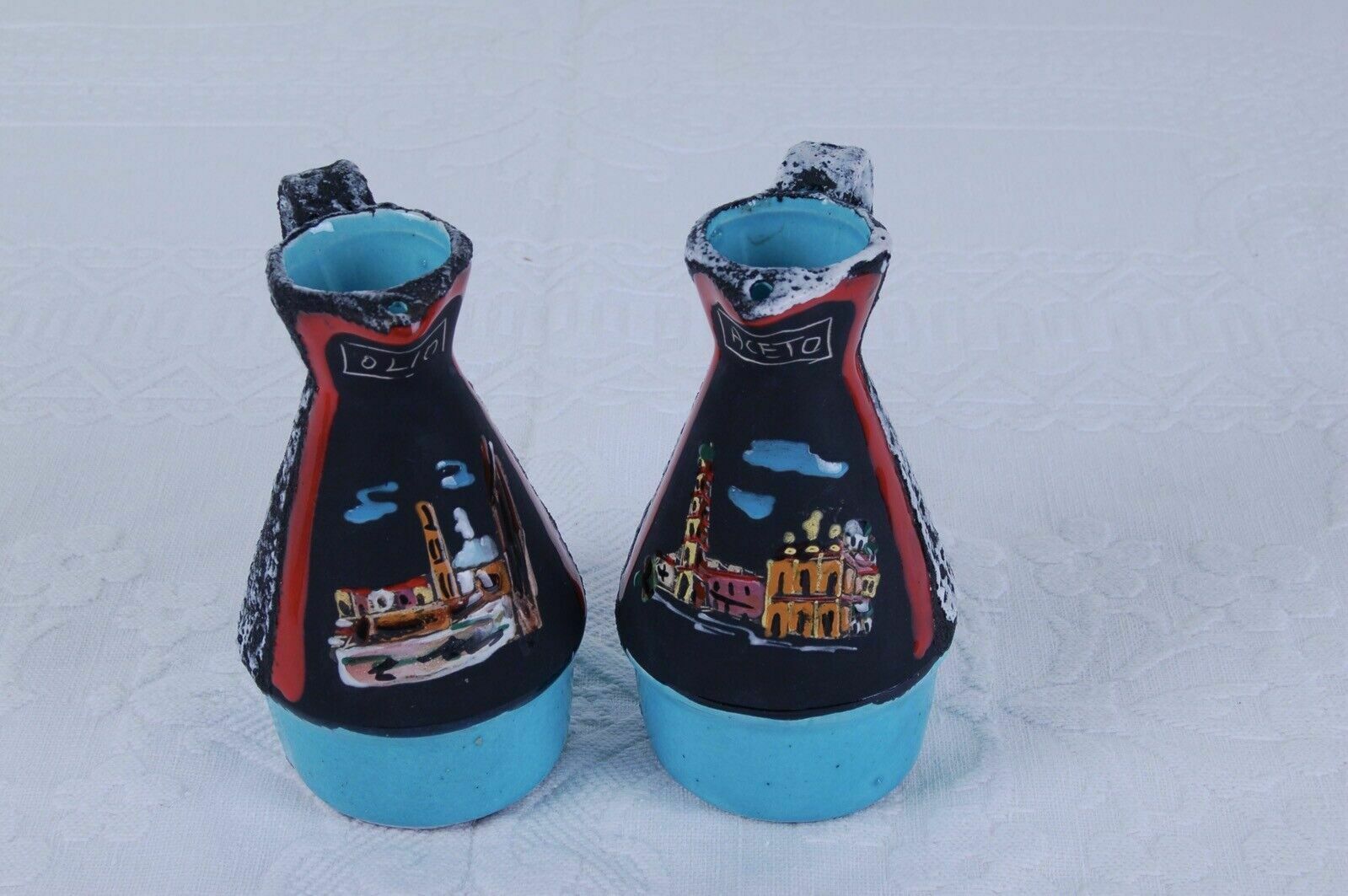 Home Decor Pitcher Oil Vinegar Table Set Enamelled Lava Stone Memory Of Pompeii In Lava photo
