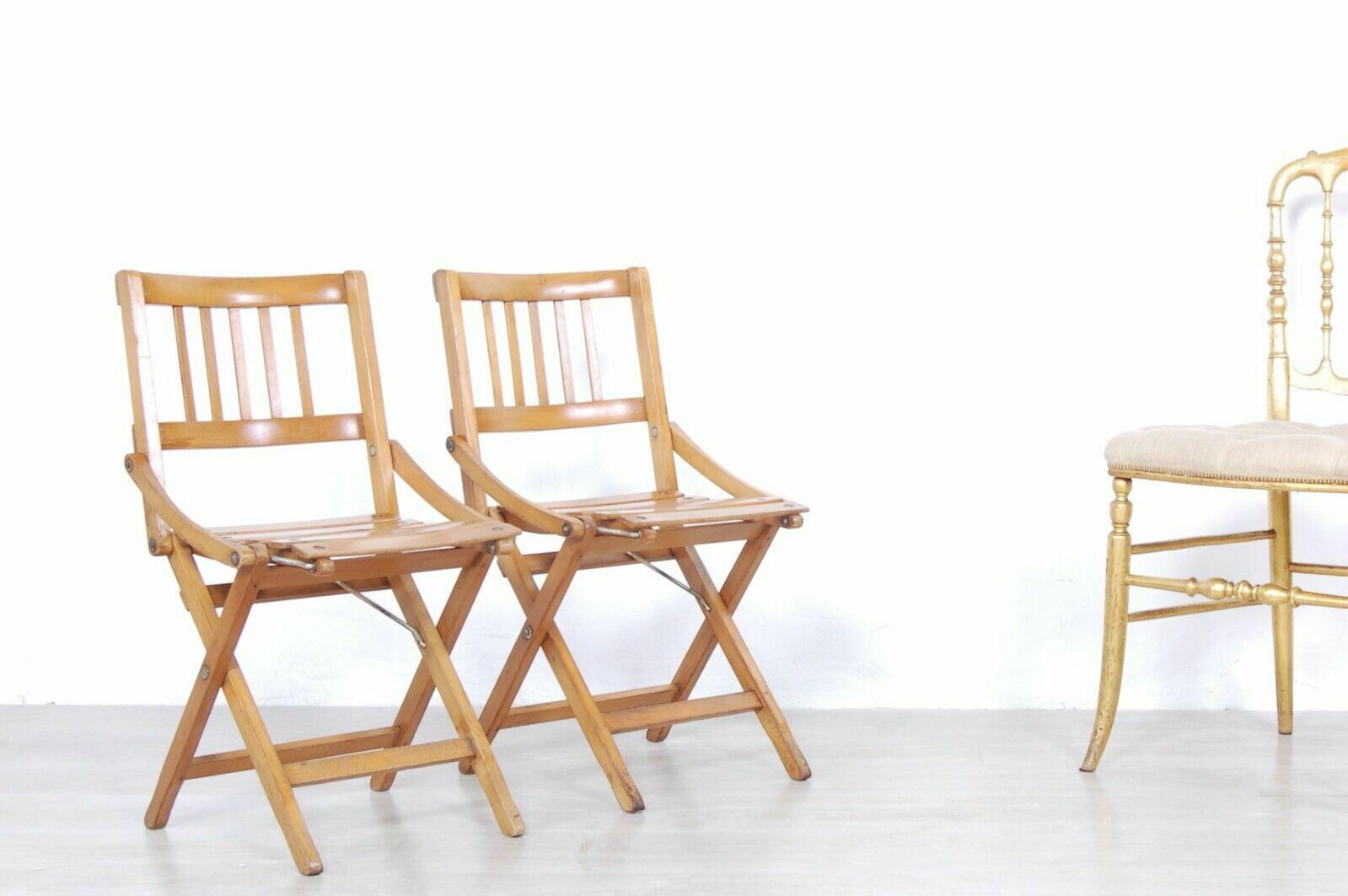Fratelli Reguitti Folding Chair Pair Of Children's Wooden Chairs From The 60s, Vintage photo furniture