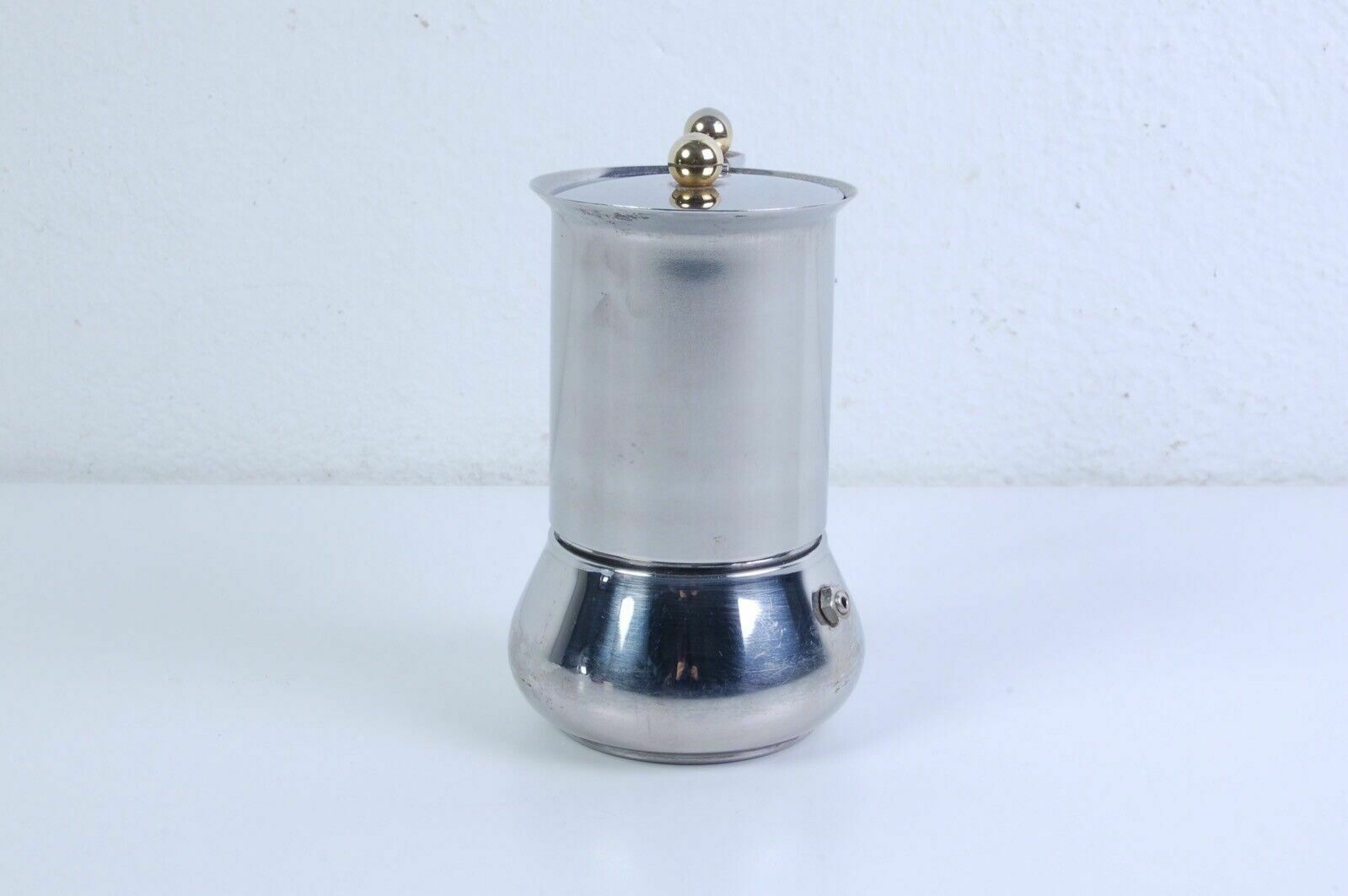 Vev Stainless Steel Coffee Maker Made In Italy, Moka Gold Handle Series, 70s photo Home Decor