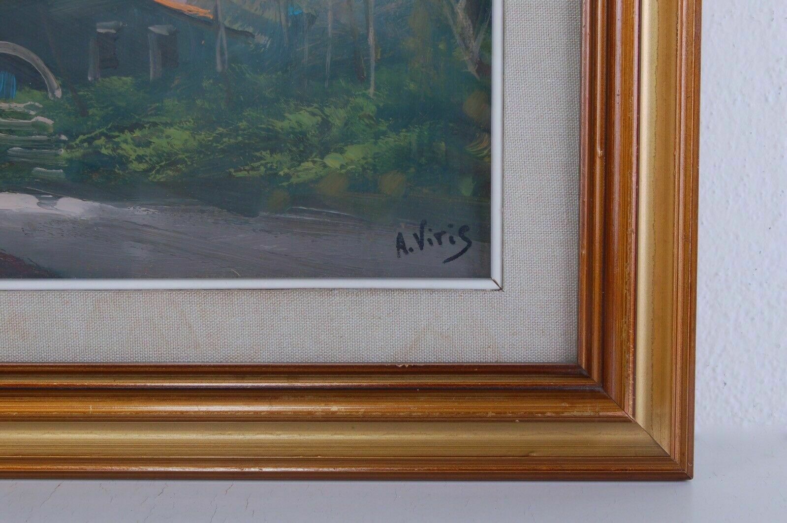 photo furniture Pair Of A. Vitis Paintings, Oil On Wood. Landscapes.