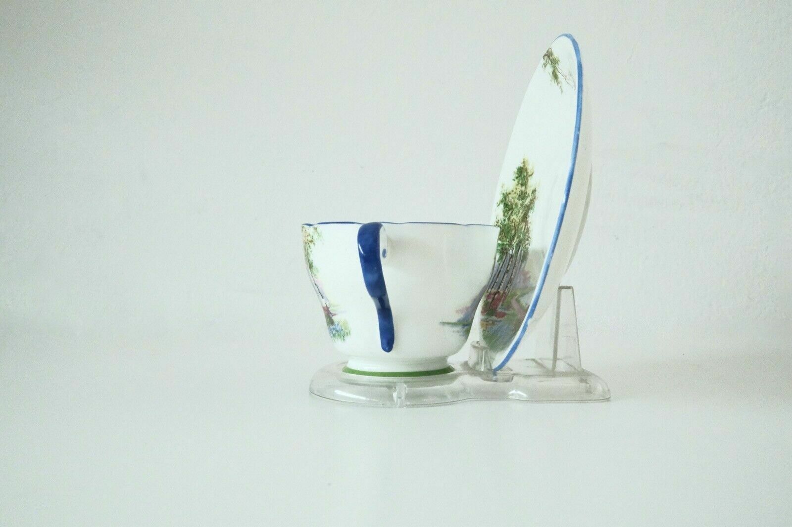 Aynsley England Bone China Landscape Birch Collection Teacup With Stand photo for sale