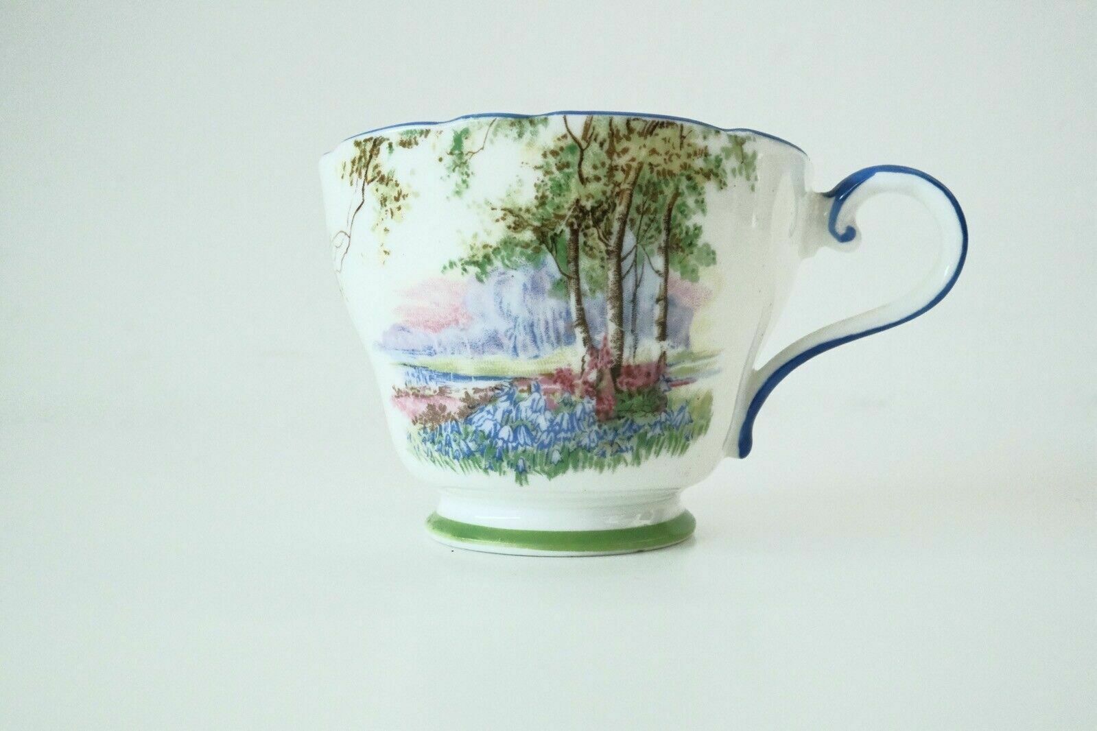 Aynsley England Bone China Landscape Birch Collection Teacup With Stand photo vintage