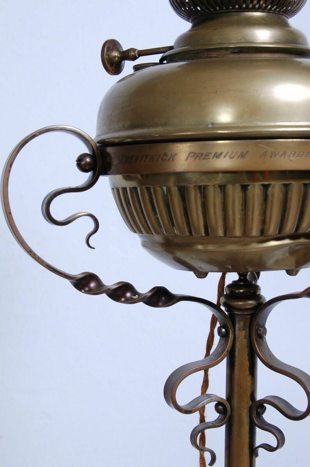 Trevithick Award Alfred Szlumper Electrified Brass Oil Floor Lamp photo vintage