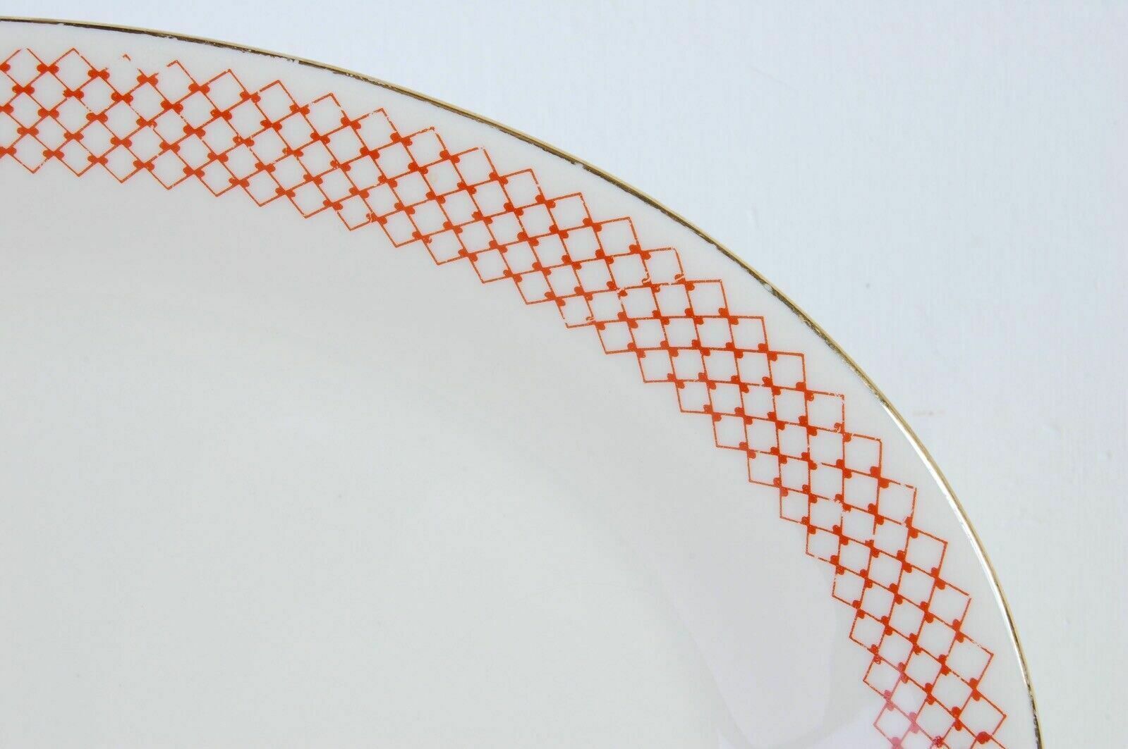 Pair Of Oval Porcelain Plates Ct Carl Tielsch Design From The 1930s, Vintage Red And Gold photo vinterior