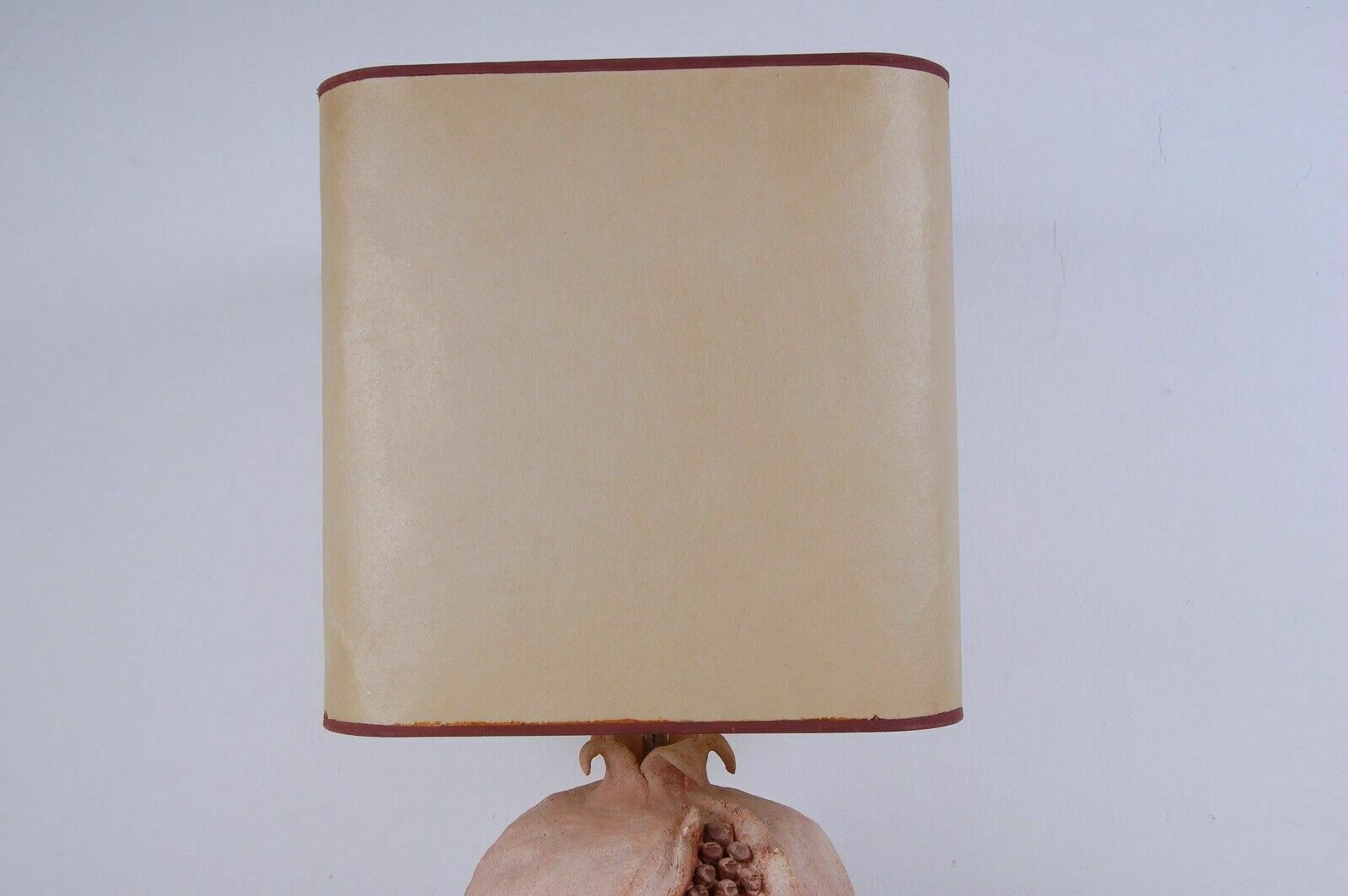 Vintage Table Lamp Base In Worked Terracotta Shape Of A Large Pomegranate photo Lighting