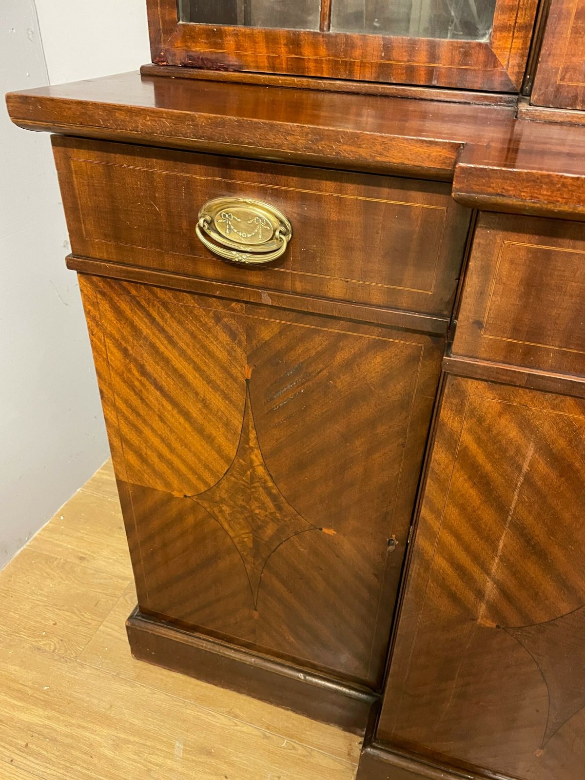 Edwardian Inlaid Mahogany Four Door Breakfront Library Bookcase photo Furniture
