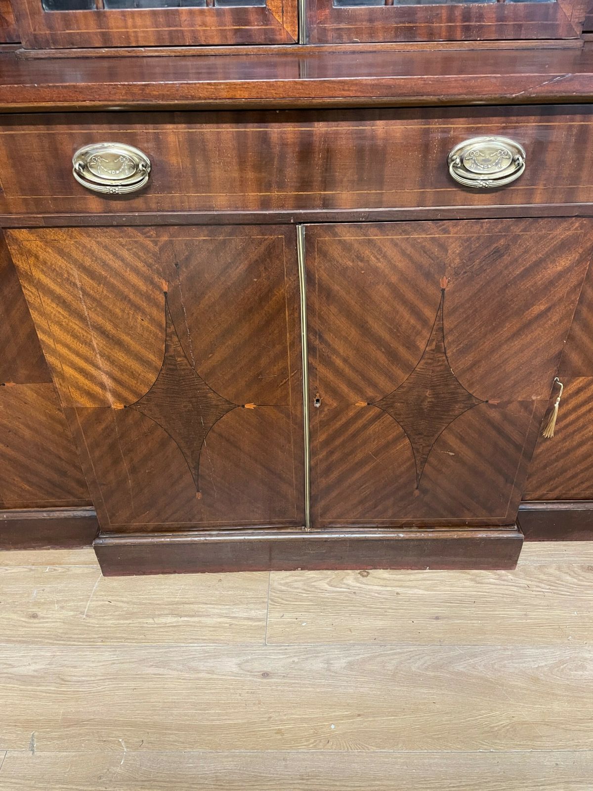 Edwardian Inlaid Mahogany Four Door Breakfront Library Bookcase photo 1425.0