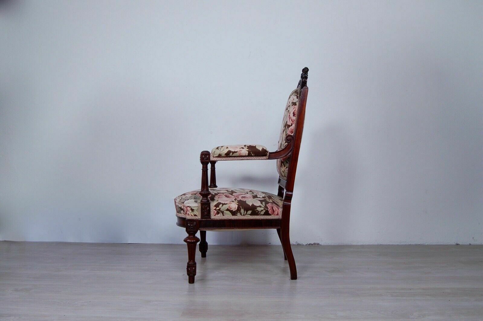 Furniture Umbertina Armchair In Mahogany, Original From The End Of The 19th Century. photo
