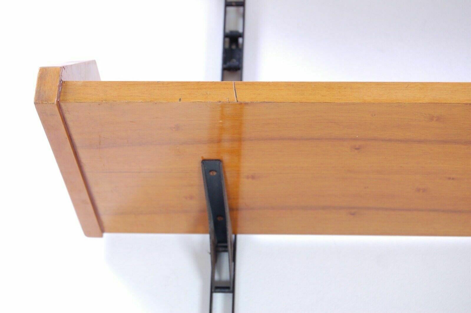 photo furniture Design Bookcase From The 50s, Vintage Wooden Shelves Unit With Iron Uprights