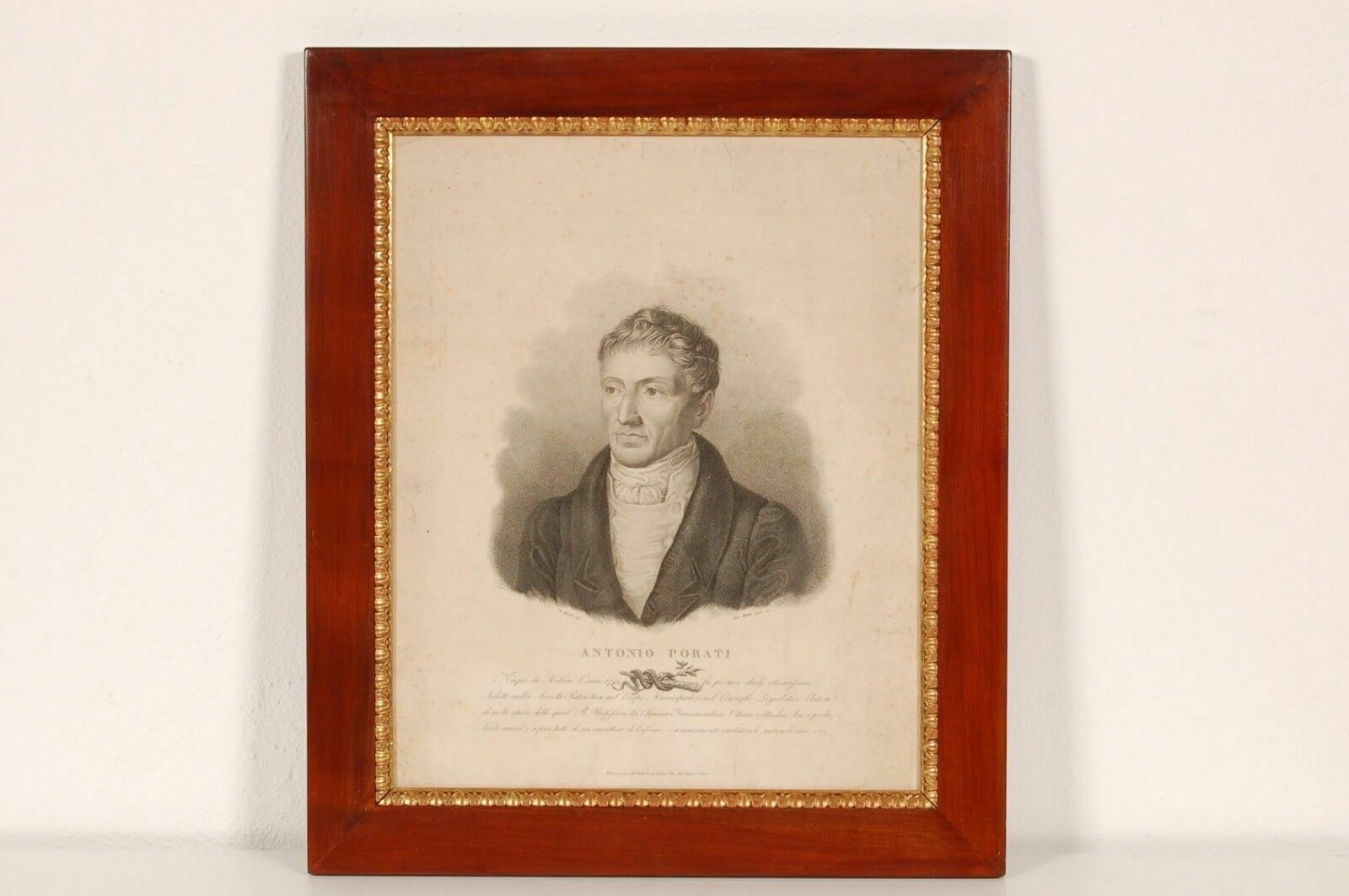 Antonio Porati, Copper Engraving, Drawing By De Marchi, Ed. Ga Sasso, Dotted