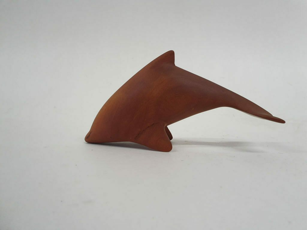 Scandinavian Modern Solid Teak Dolphin Sculpture, 1950's photo for sale