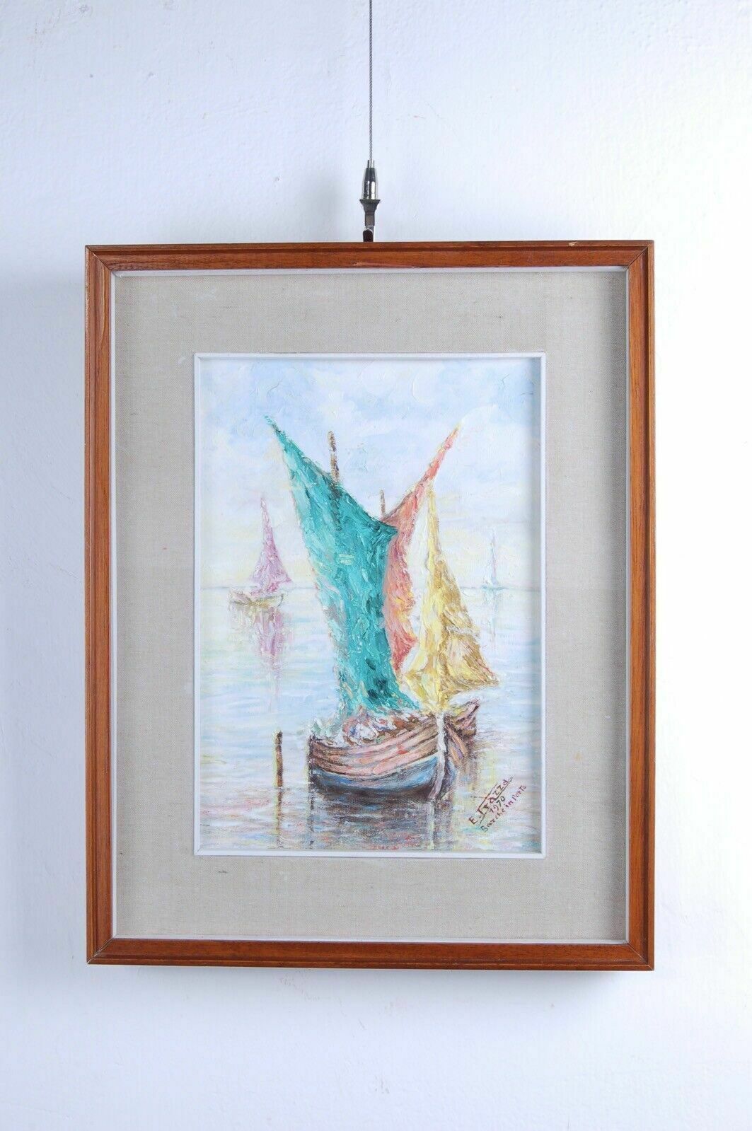 E Frazza Oil Painting On Canvas With Frima Boats