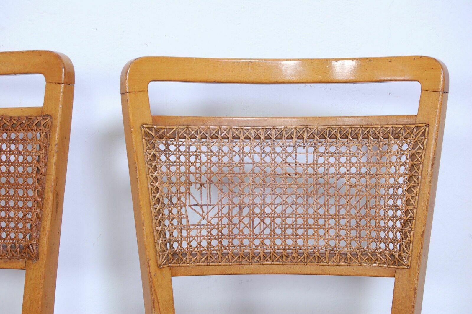 Set Of 6 1940s Design Chairs With Vienna Straw Backrest To Be Restored photo vinterior