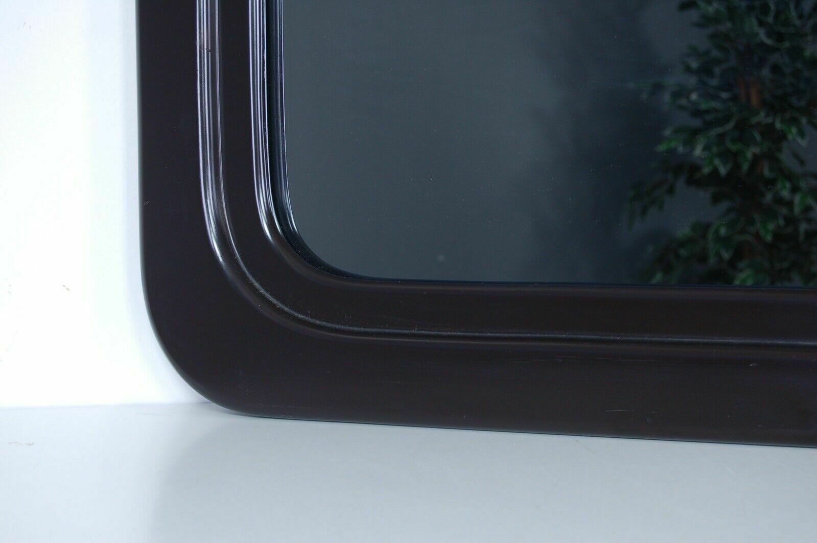 70s Design Square Mirror With Spece Age Brown Lacquered Wooden Frame 70cm photo 95.0