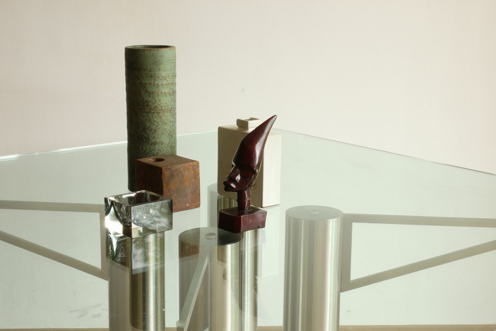 Industrial Steel Tube And Diamond Chequer Plate Table With A Glass Top, 1990s photo Furniture
