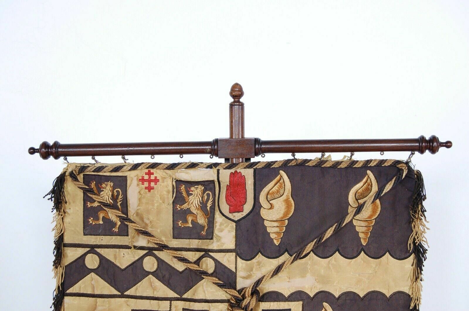 Pair Of Antique Wooden Standard Holders Support Rod For Coats Of Arms Or Vestments photo 422.0