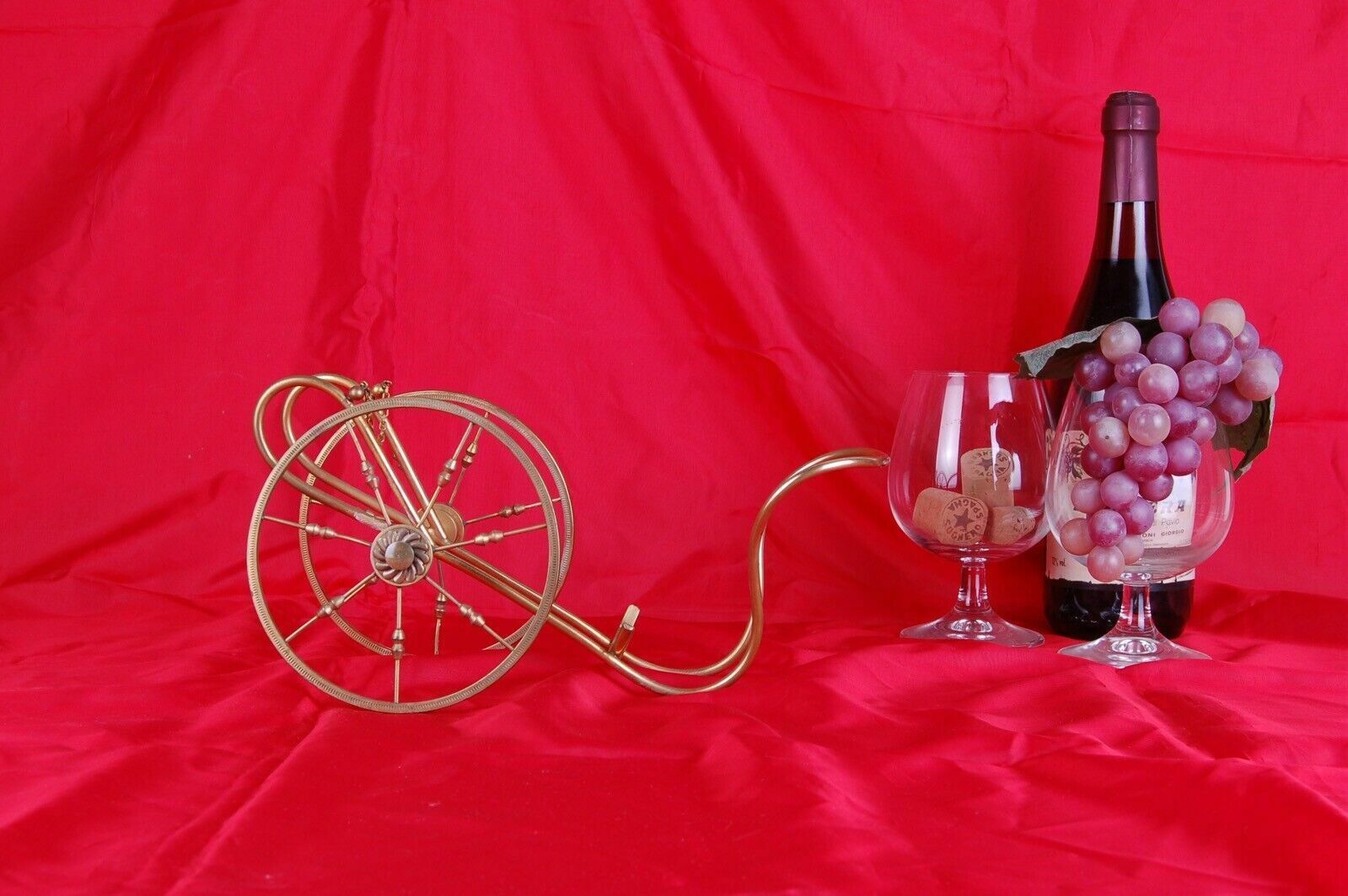 Aldo Tura Style Design Bottle Holder, Brass, Trolley With Wheels. 70's. photo for sale