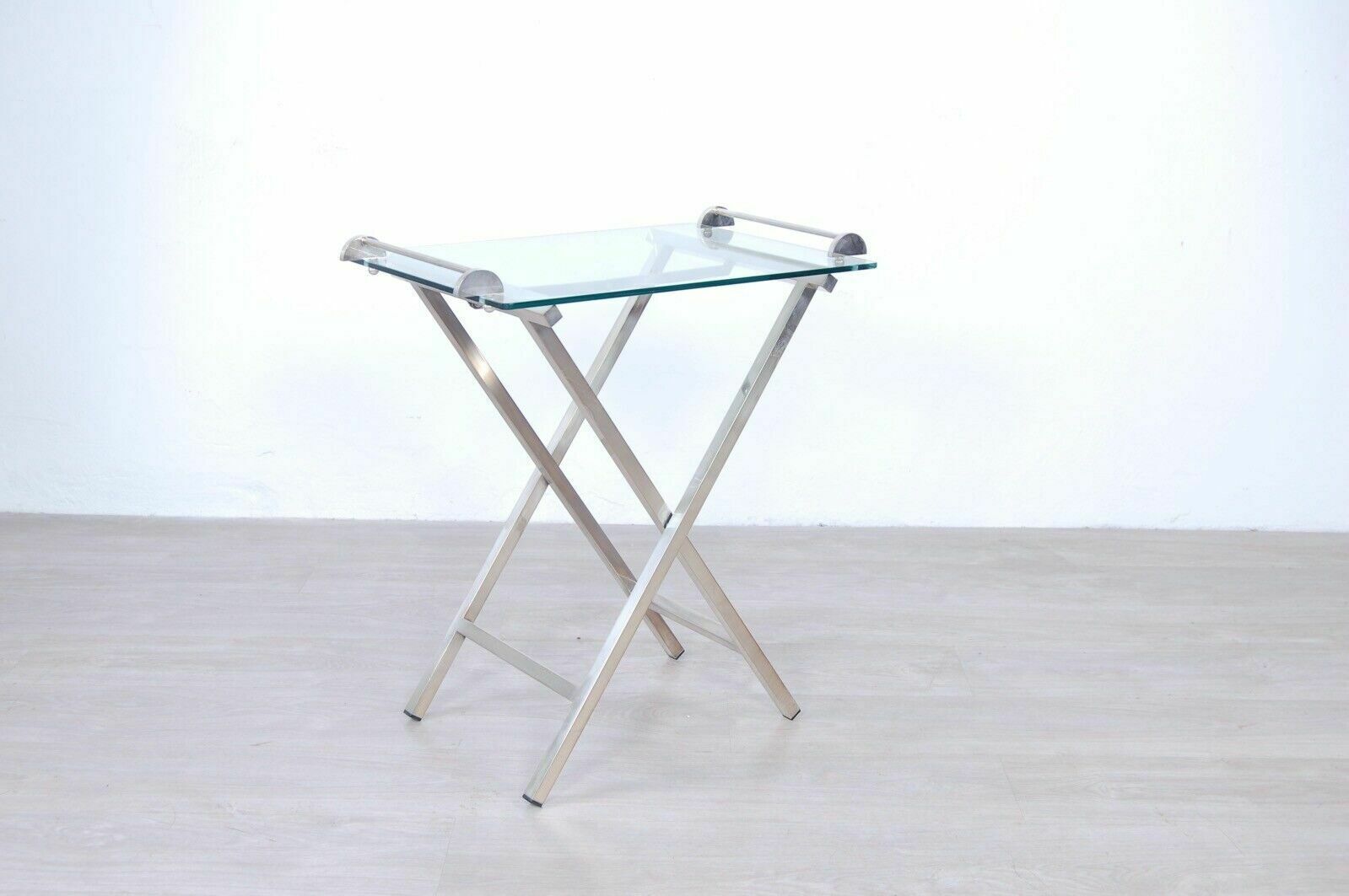 Folding Serving Table Trolley In Silver And Glass, 60s Design photo furniture