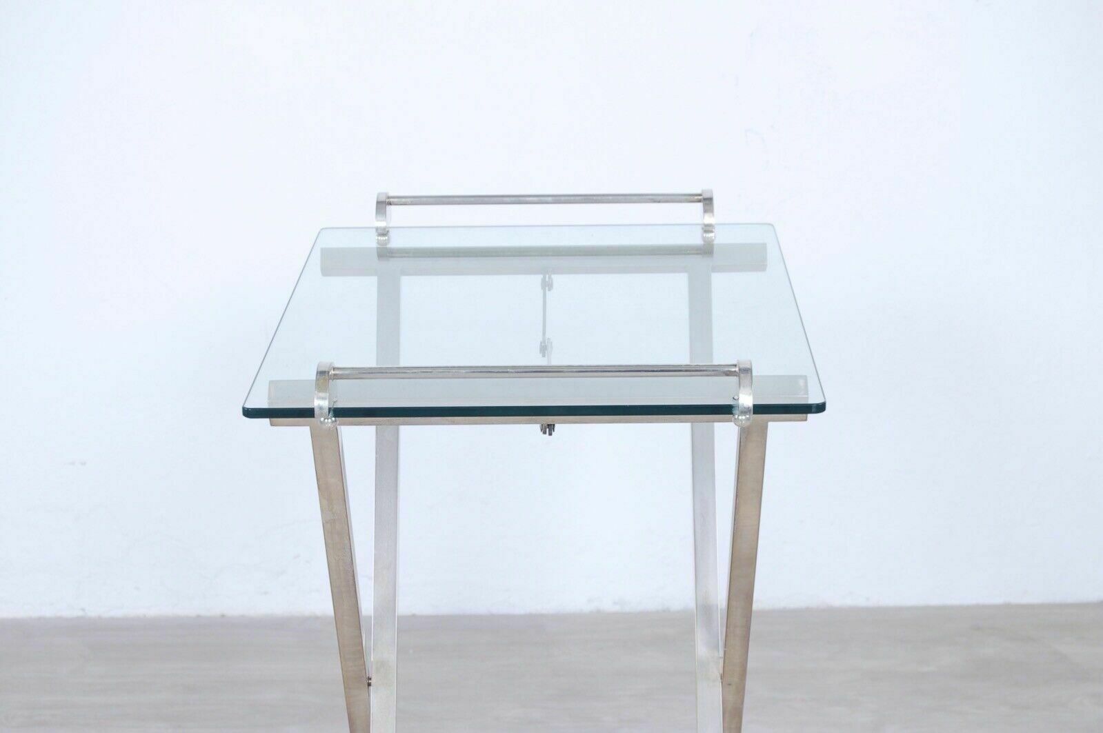 Folding Serving Table Trolley In Silver And Glass, 60s Design photo buy