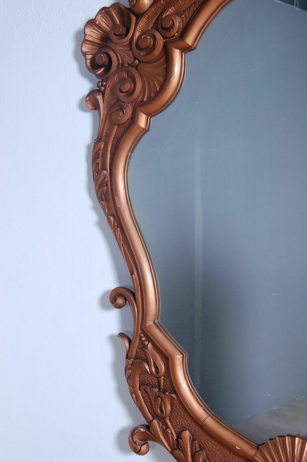 Large Mirror, Antique Mirror With Gilded Wooden Frame From The Late 1800s And Early 1900s photo vintage