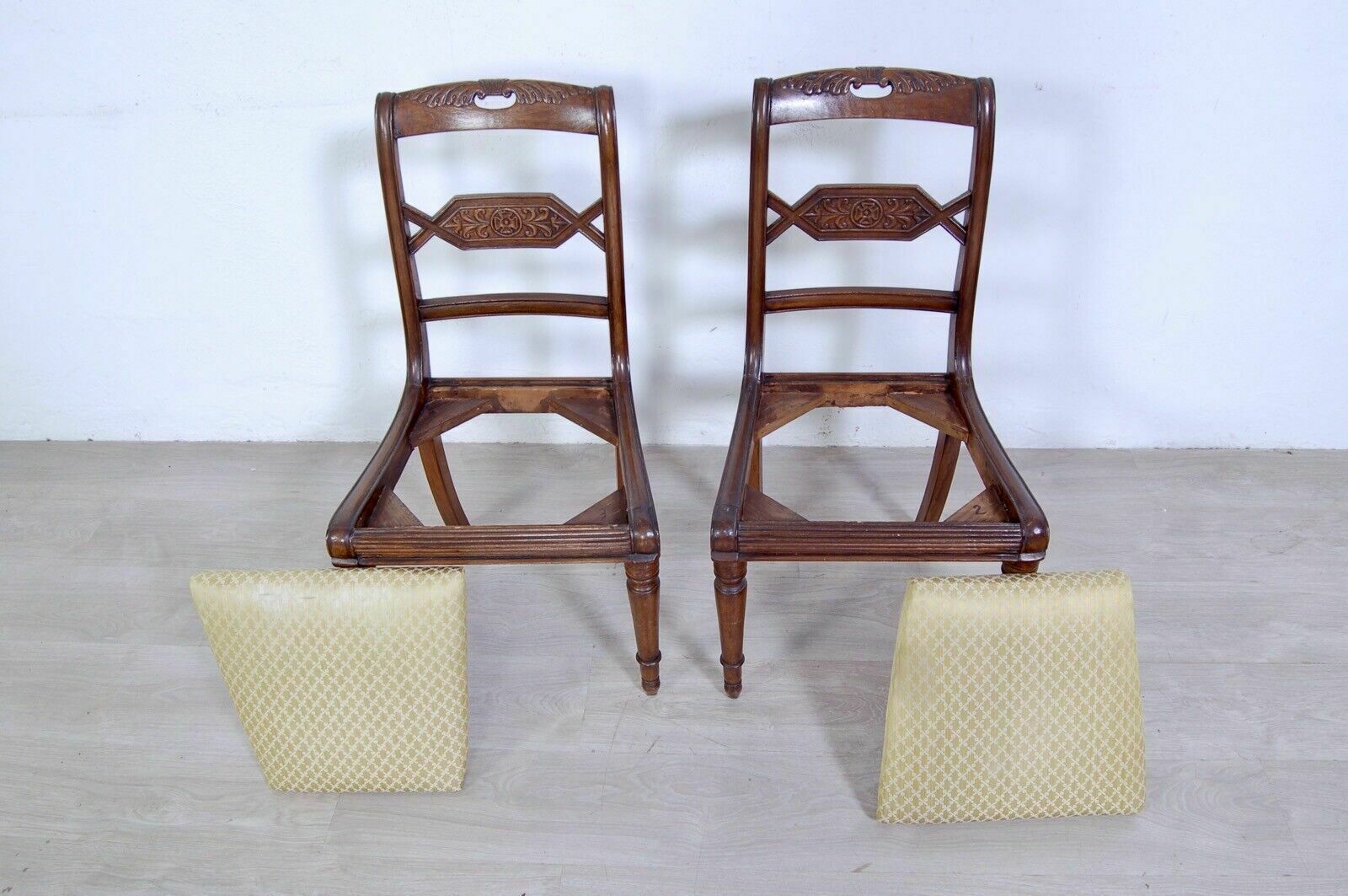 Old Wooden Chairs Early 1900s Antique Carvings Classic Seats photo vinterior