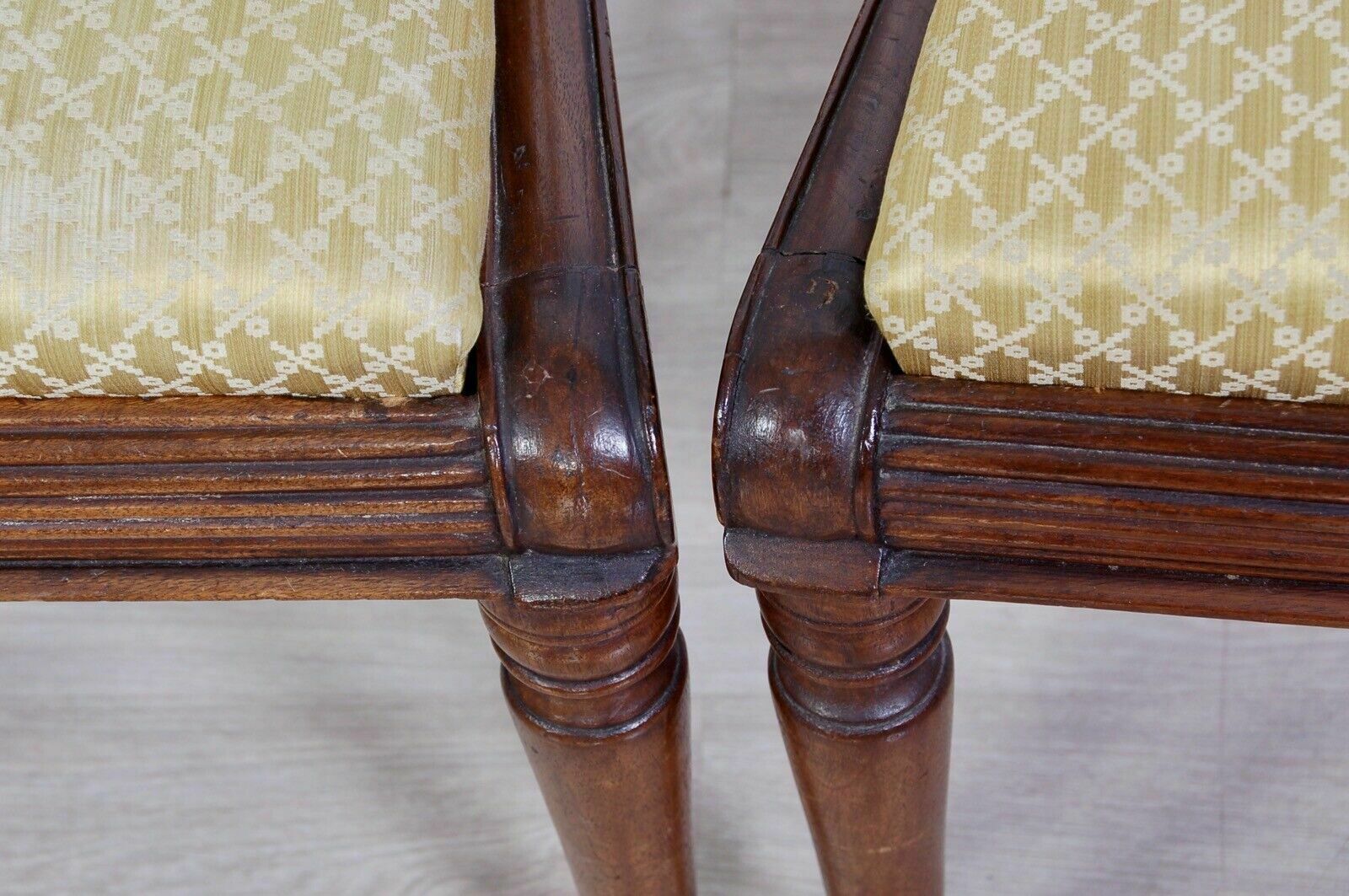 Furniture Old Wooden Chairs Early 1900s Antique Carvings Classic Seats photo