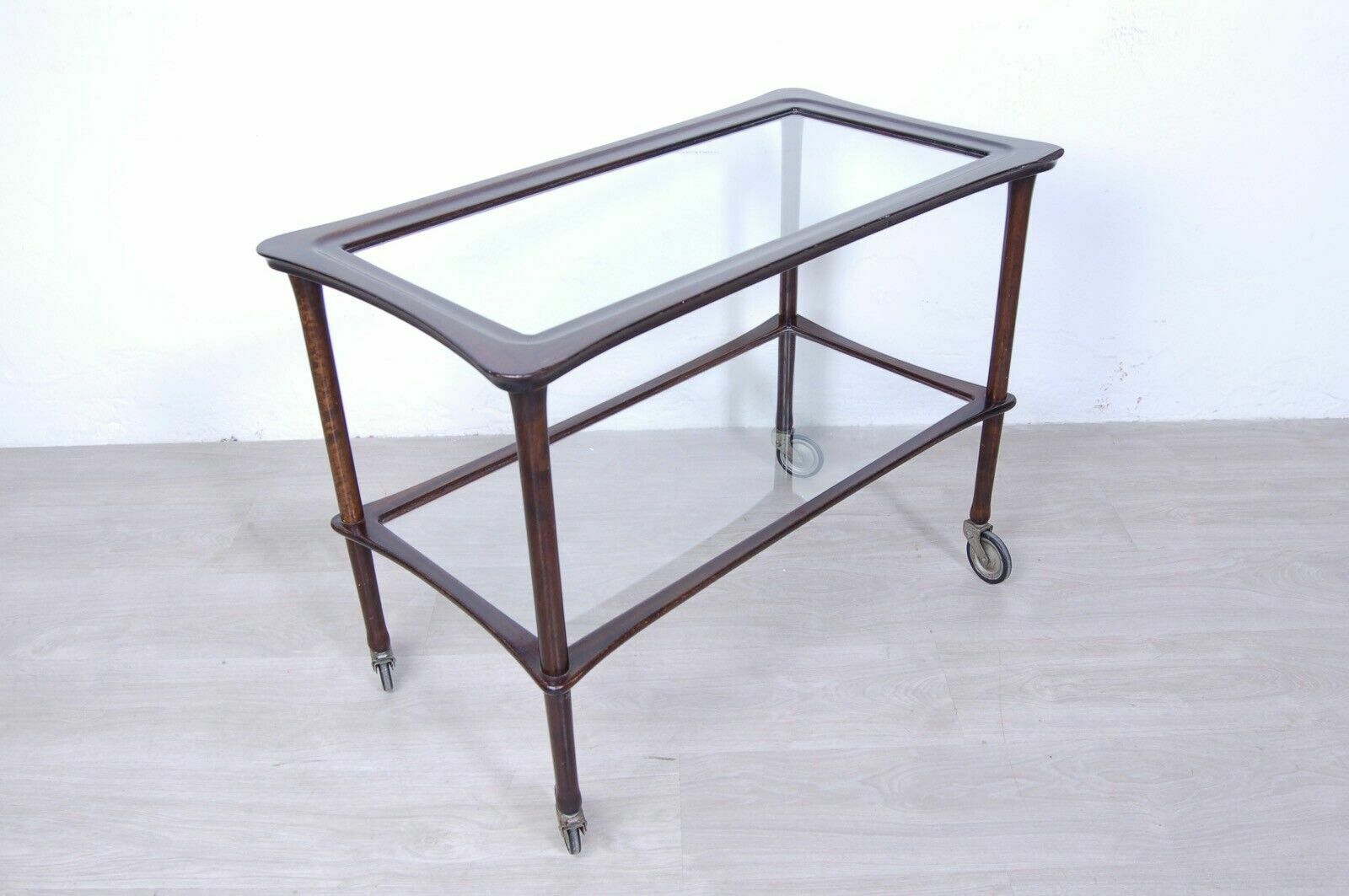 Service Trolley In Wood And Glass, Vintage Design From The 50s photo vinterior