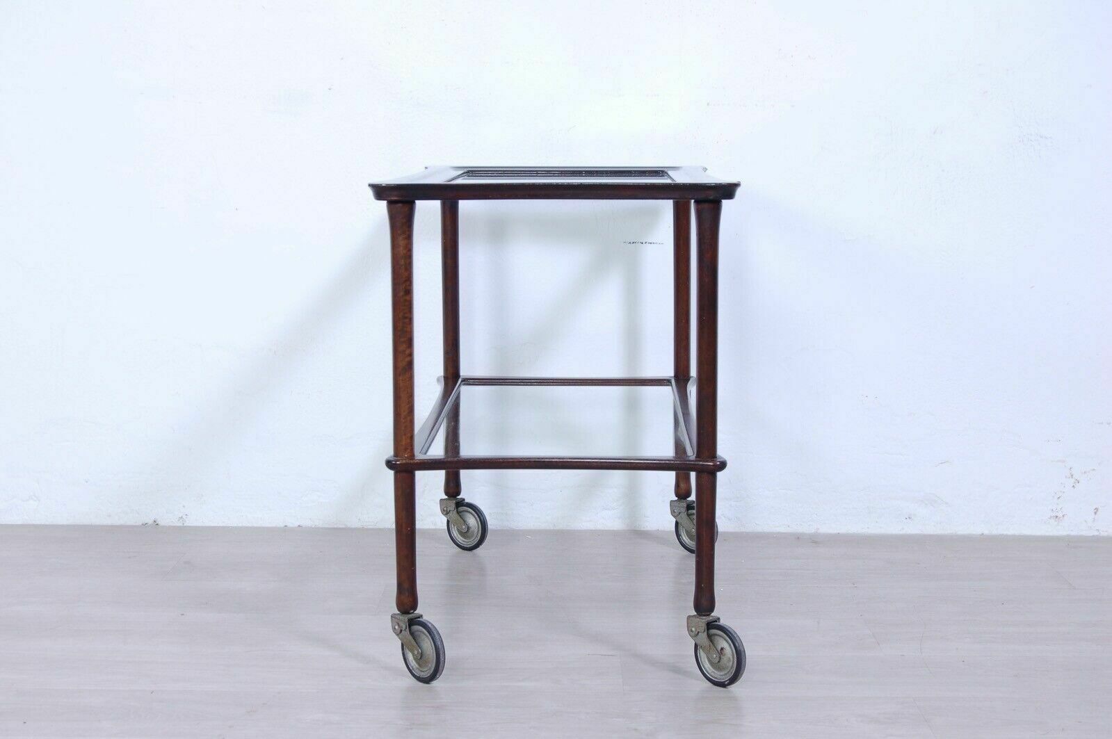 photo furniture Service Trolley In Wood And Glass, Vintage Design From The 50s