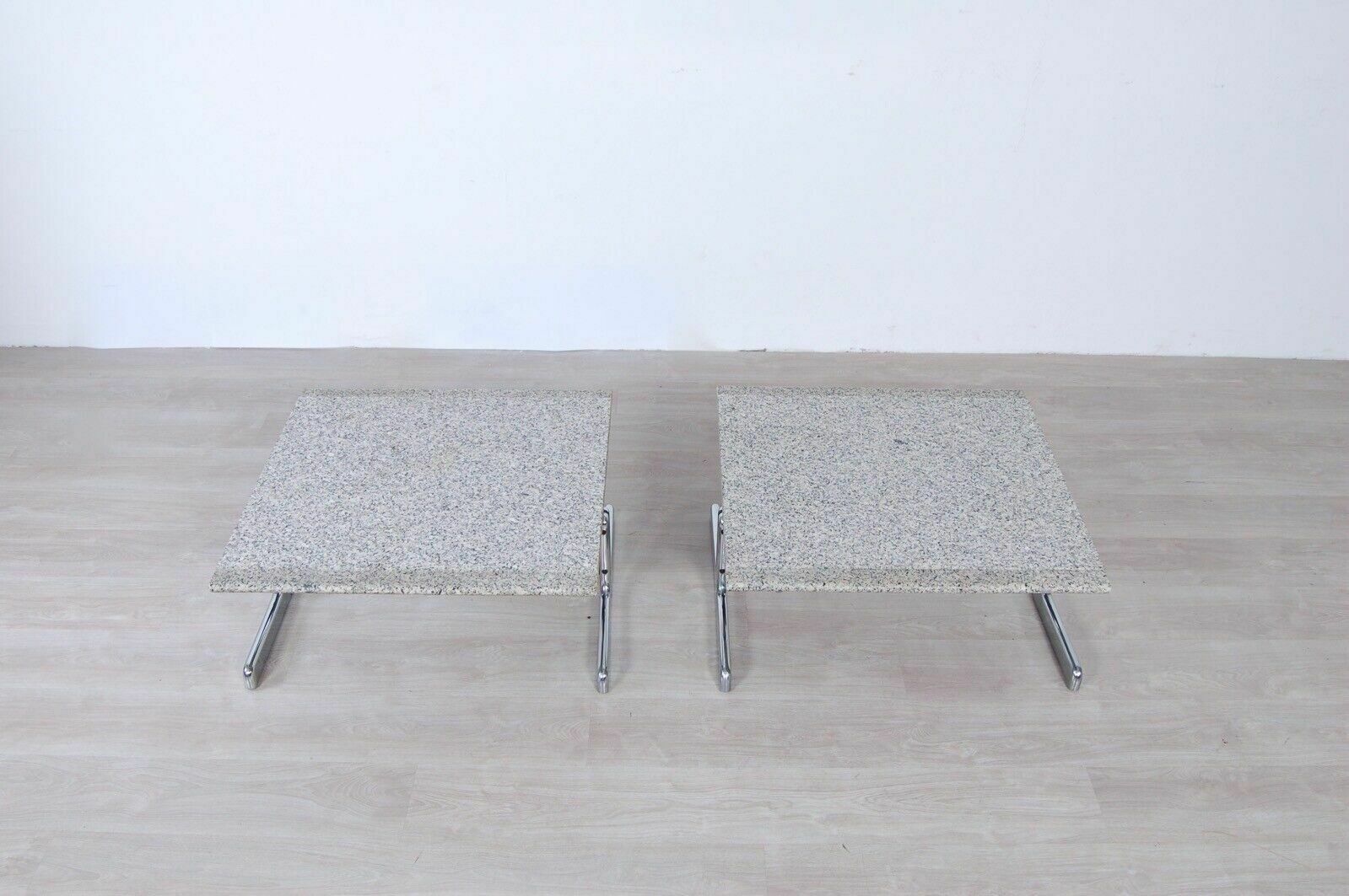 Pair Of Granite Steel Tables Designed By Ammannati Vitelli Bruno Brunati From The 70s photo 1053.0