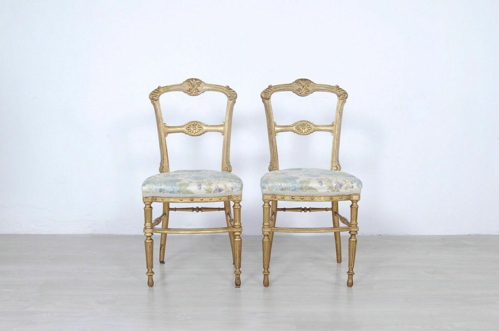 Pair Of Gilded Chairs From The End Of The 19th Century In Worked Wood And Modern Art Made In Italy photo furniture