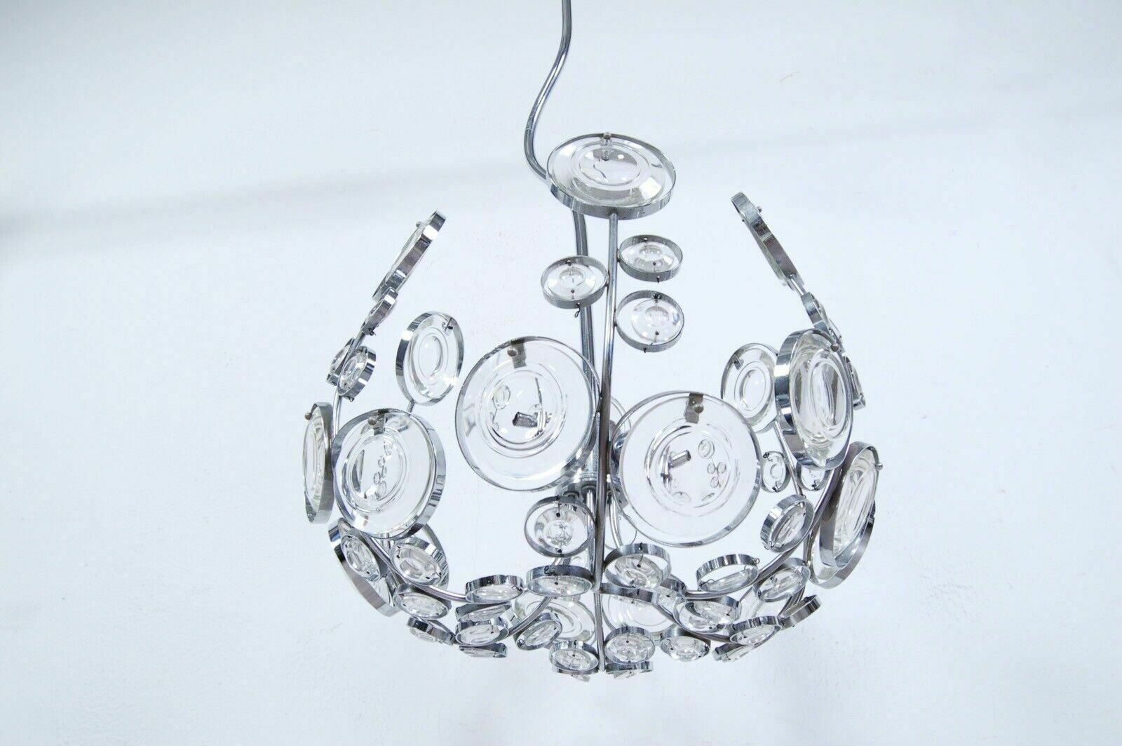Space Age Chandelier Ceiling Lamp Design From The 70s In Murano Glass Steel photo vinterior