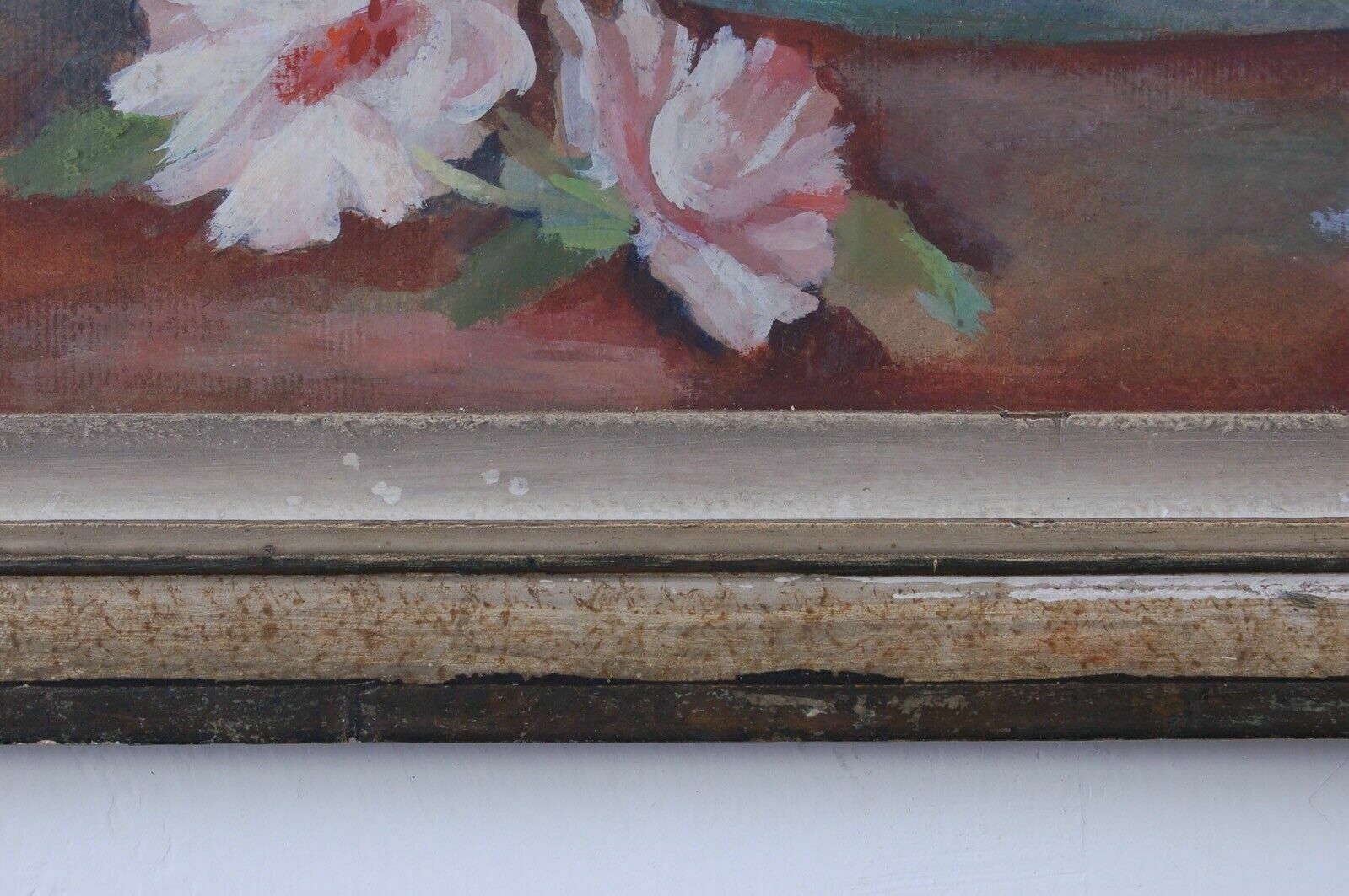 Oil Painting On Hardboard Ghisleni Still Life Vase Of Flowers With Frame photo 159.0