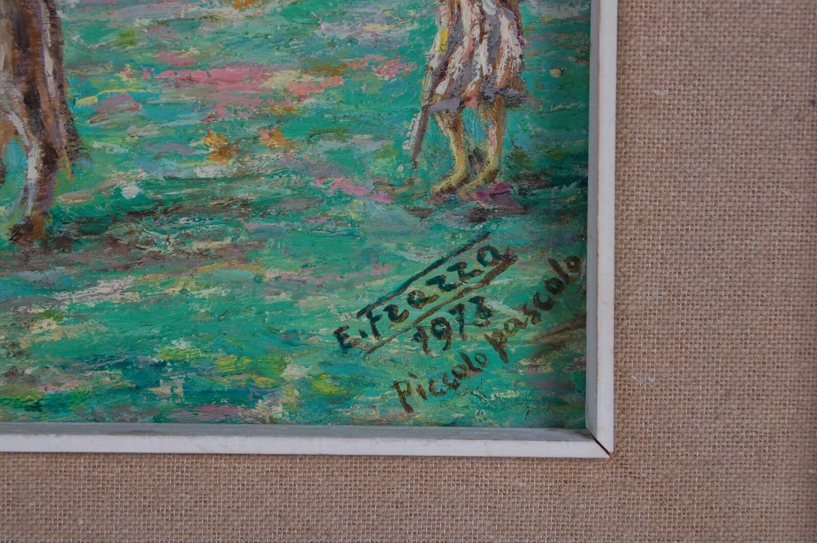 Oil On Canvas 20 X 25 By E Frazza Small Pasture Bergamo Quadro 1973 photo furniture