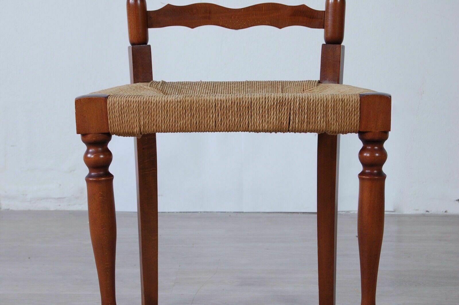 High Back Wooden Chair With Straw Seat Design And Production In The 50s photo vinterior